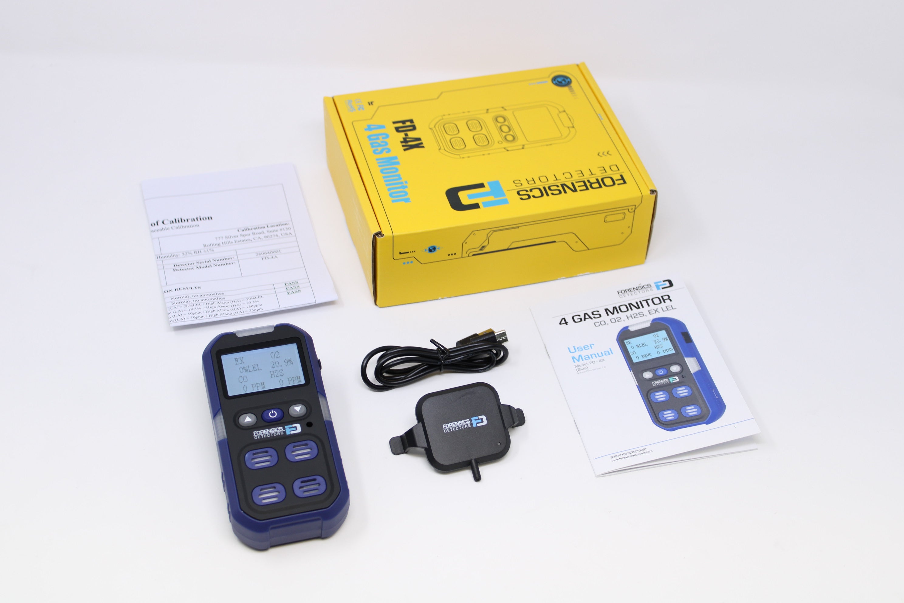 4 Gas Monitor Personal | USA NIST Calibration | Blue