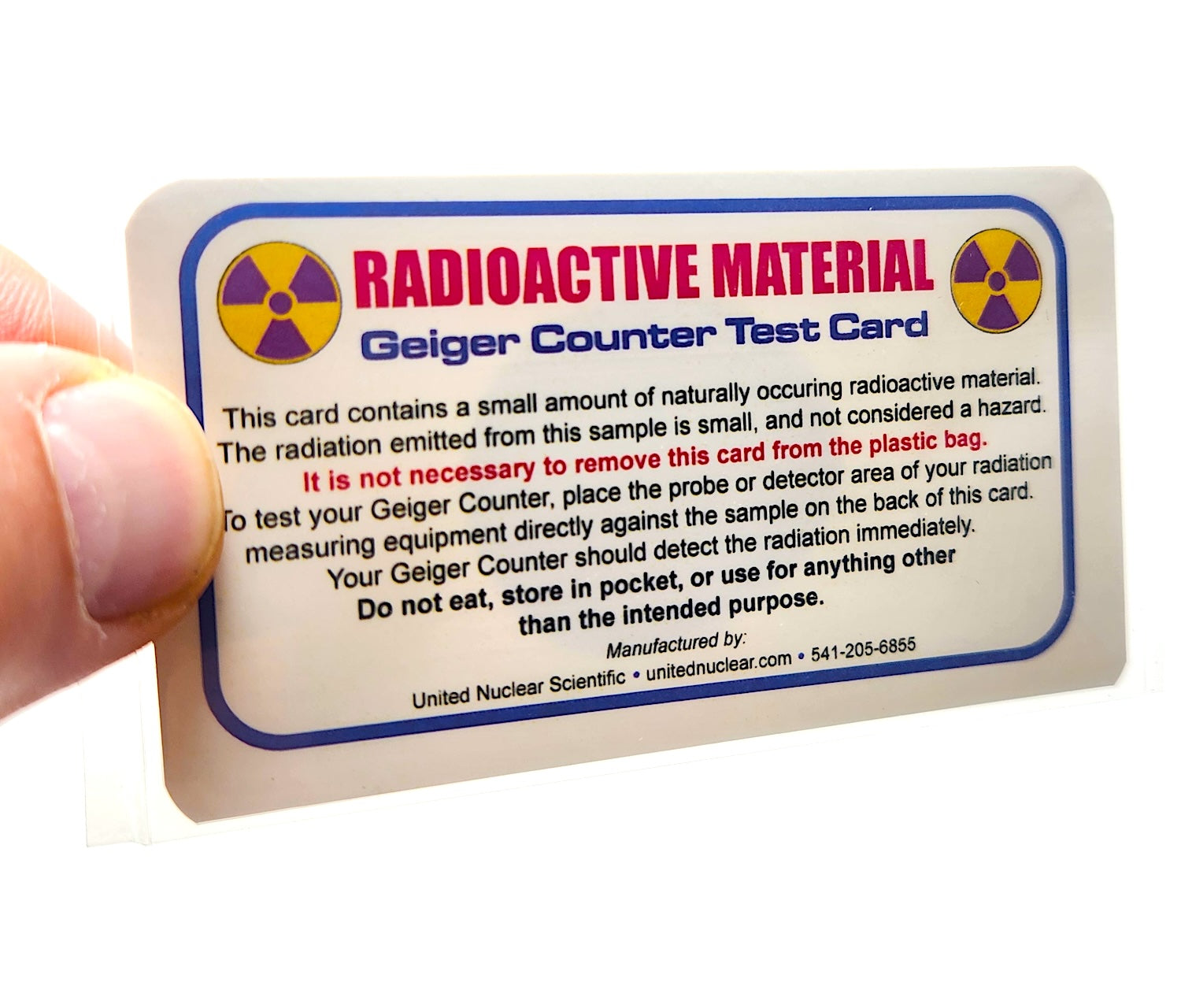 Radiation Test Card for Geiger Counter