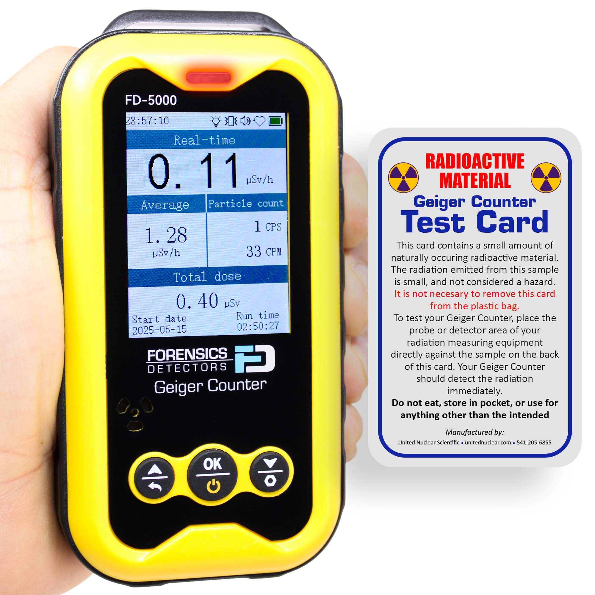 Geiger Counter + Radiation Test Card | Nuclear Radiation Detector