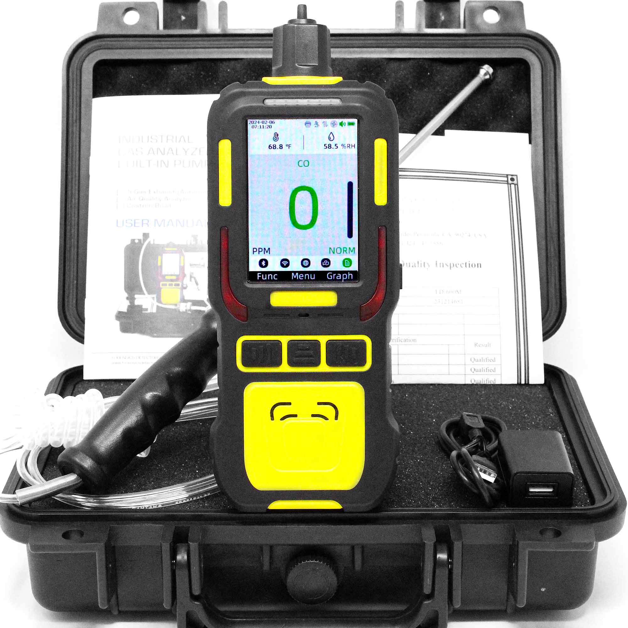 Kohlenmonoxid-Datenlogger und -Analysator | EU-Kalibrierzertifikat Enthalten