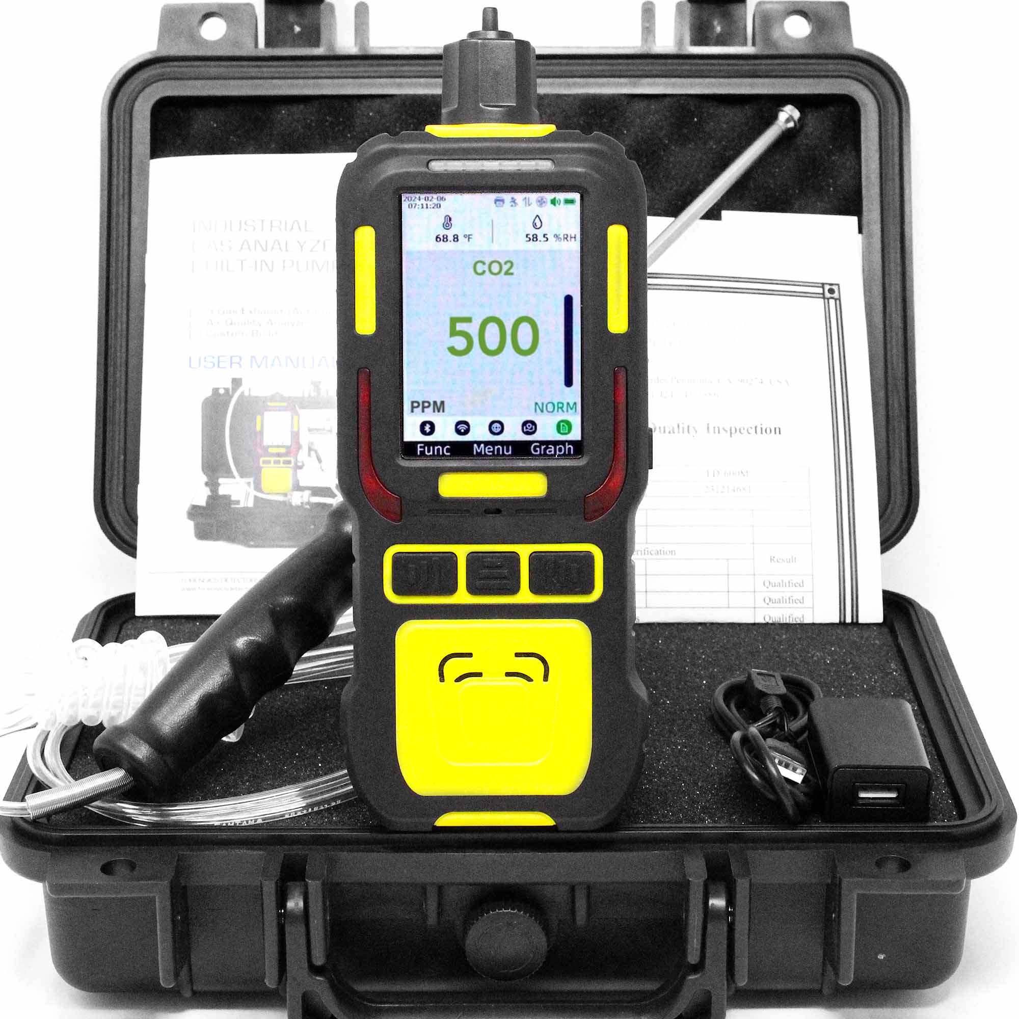 Carbon Dioxide CO2 Data Logger Analyzer | 0-5000 PPM | USA NIST Calibration