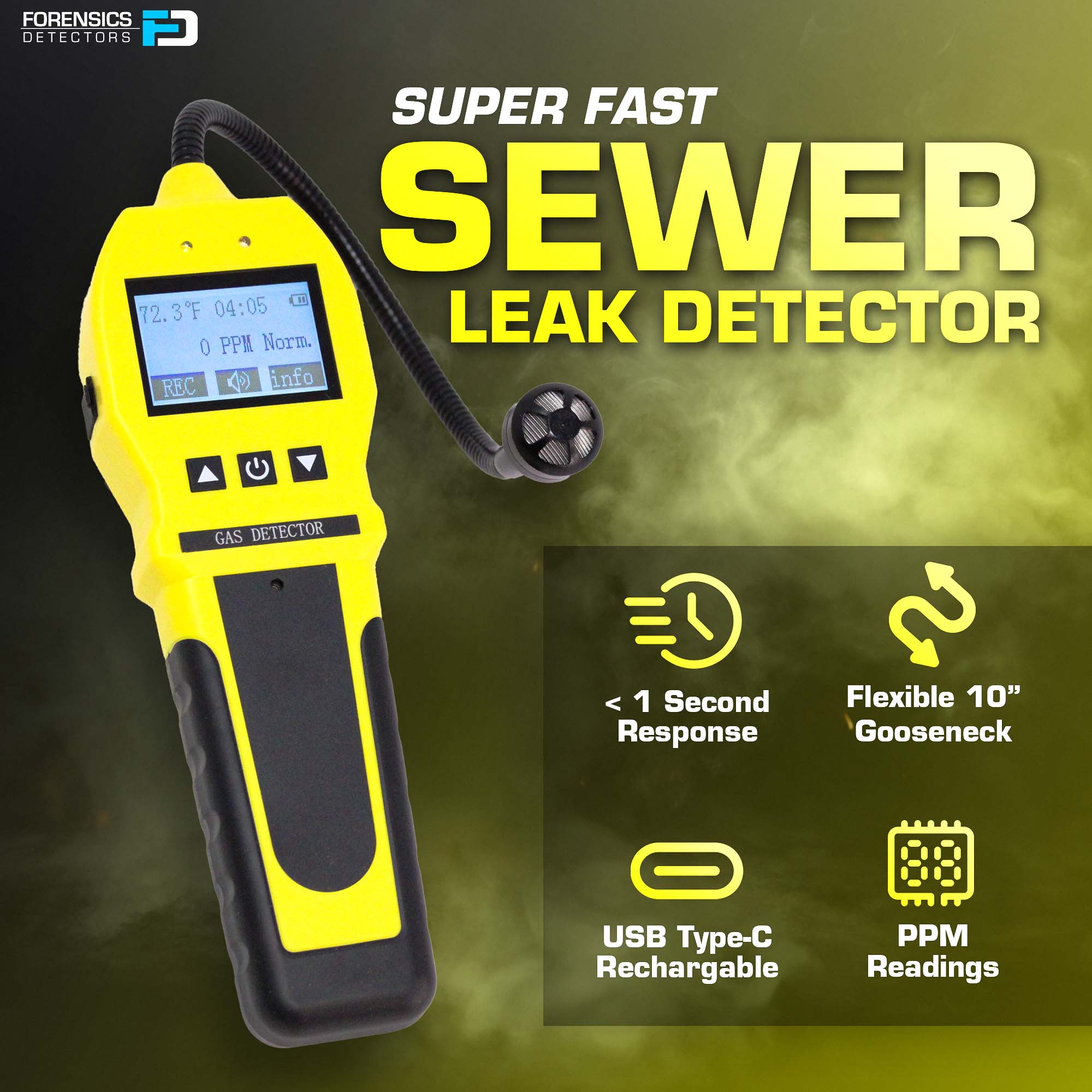 Gas Leak Detector | Sewer, Propane & Combustibles | Yellow