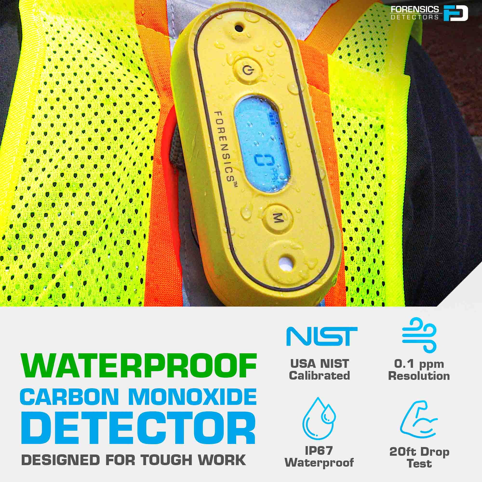 Carbon Monoxide Meter | Waterproof | USA NIST Calibration