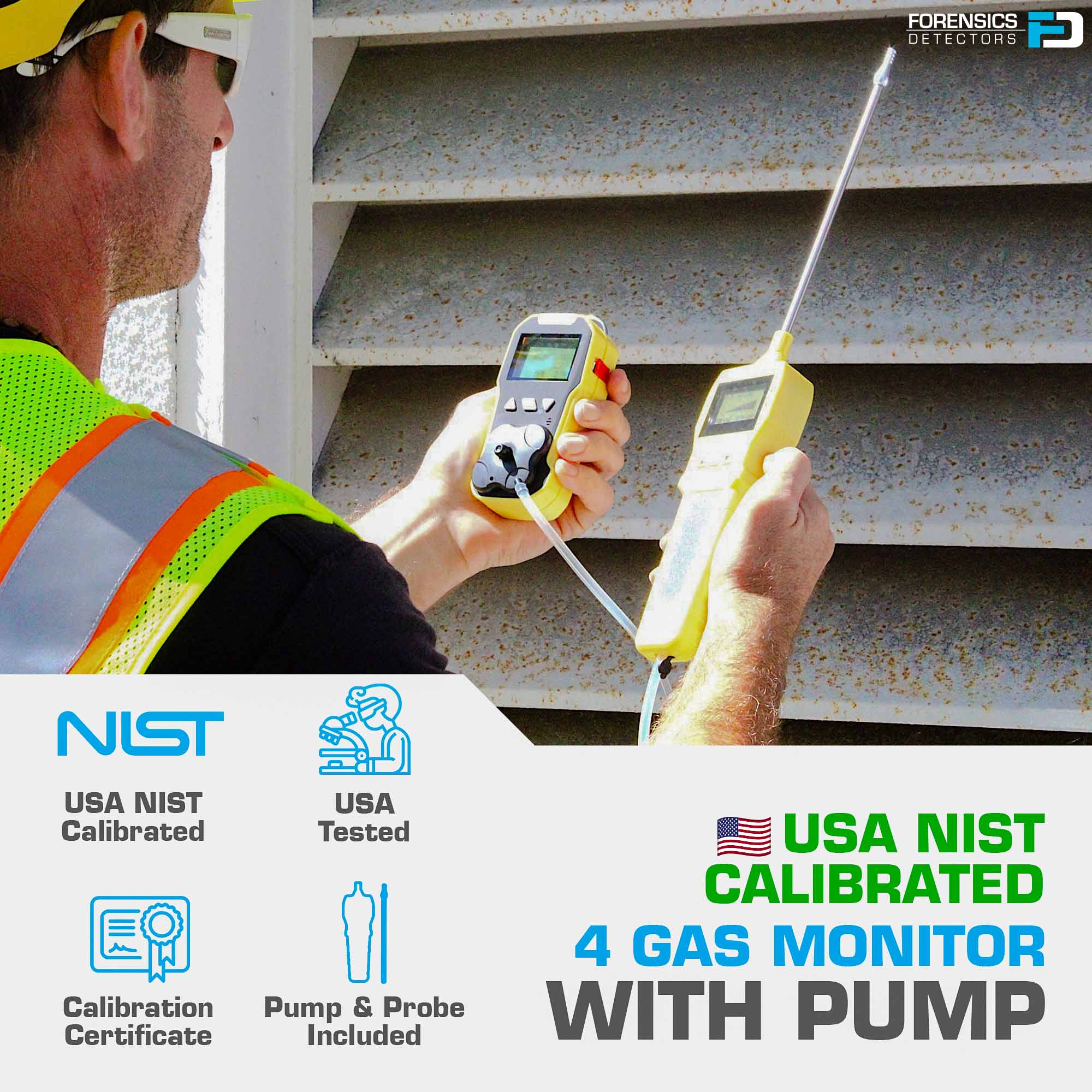 Basic 4 Gas Detector & Pump | USA NIST Calibration