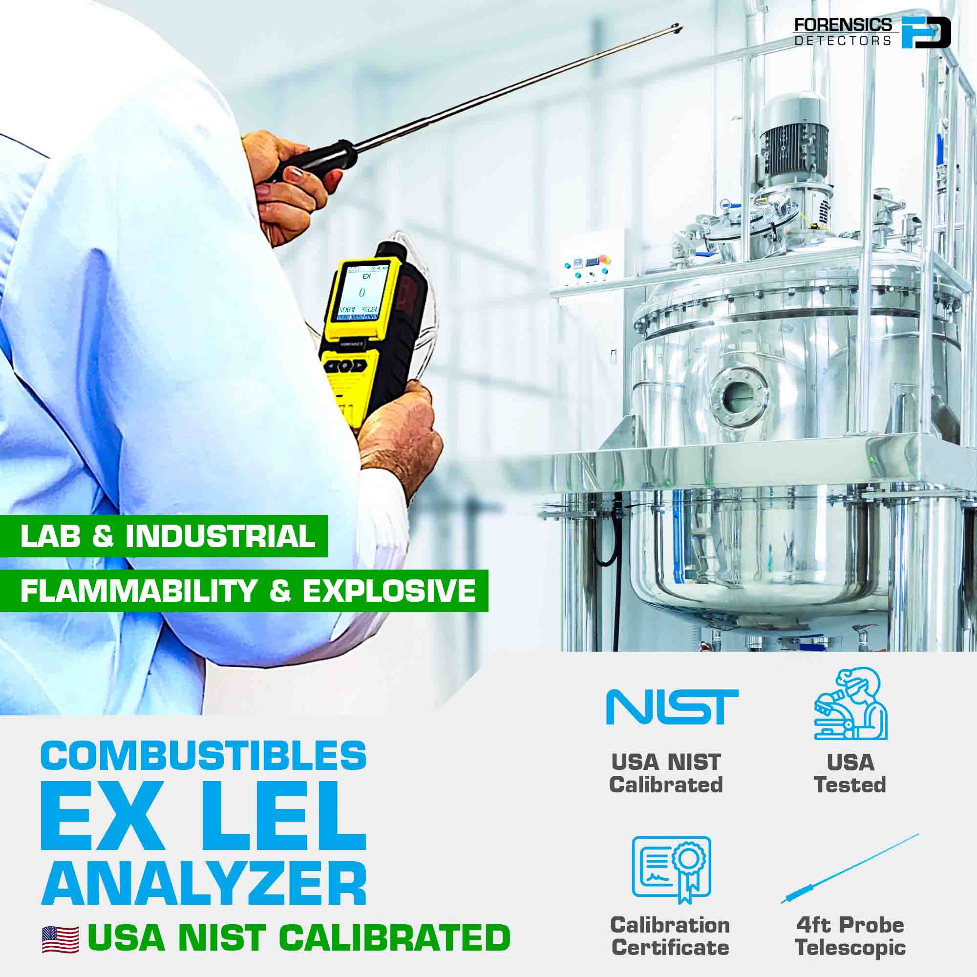 Combustibles Analyzer | EX LEL | USA NIST Calibration