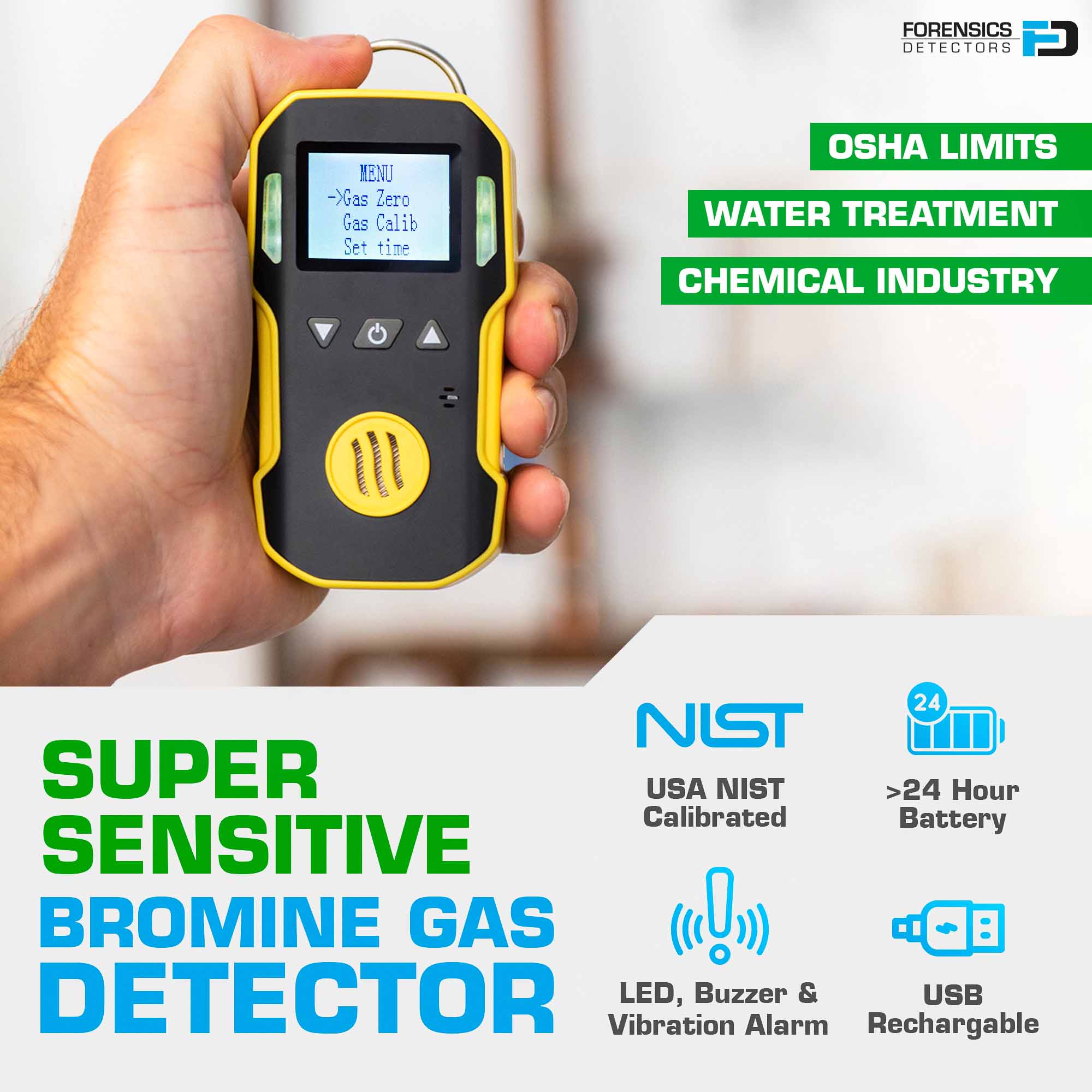 Bromine Gas Detector | USA NIST Calibration
