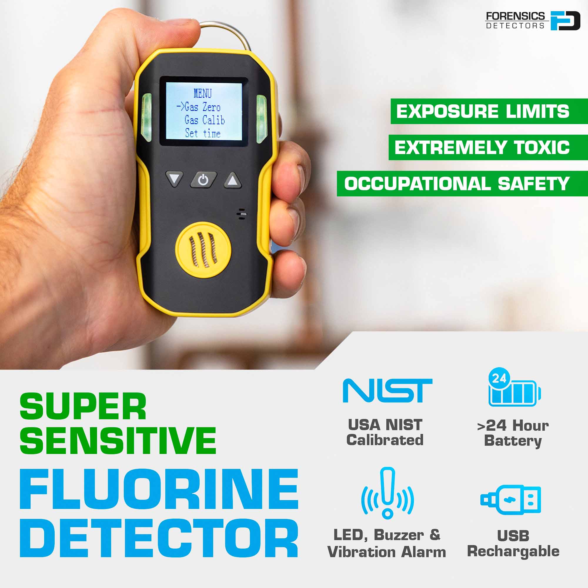 Fluorine Gas Detector | USA NIST Calibration