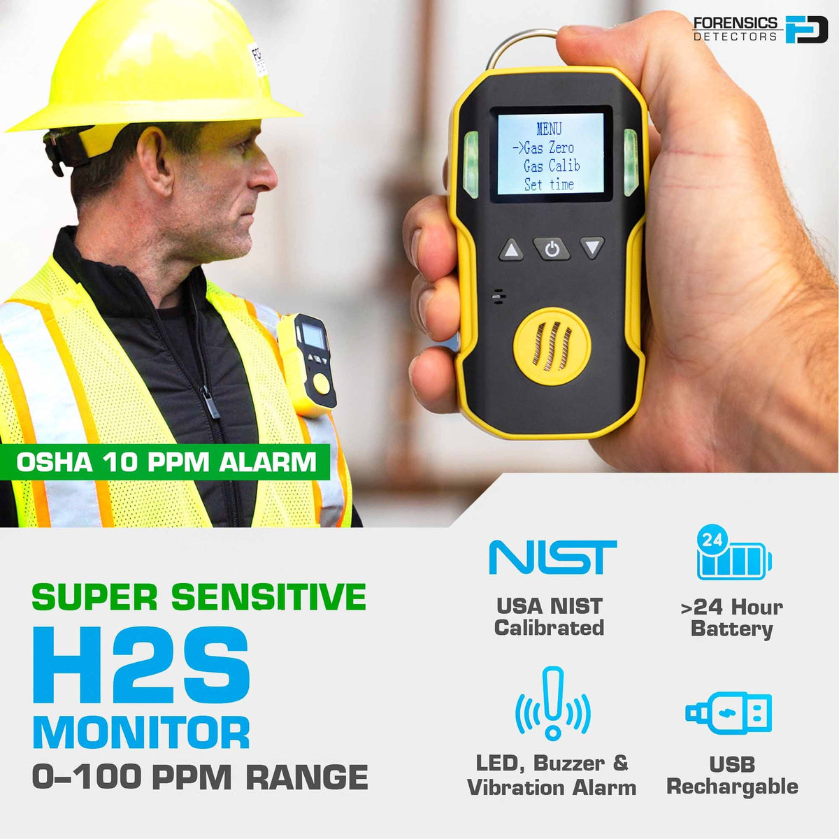 H2S-Monitor | EU-Kalibrierzertifikat Enthalten