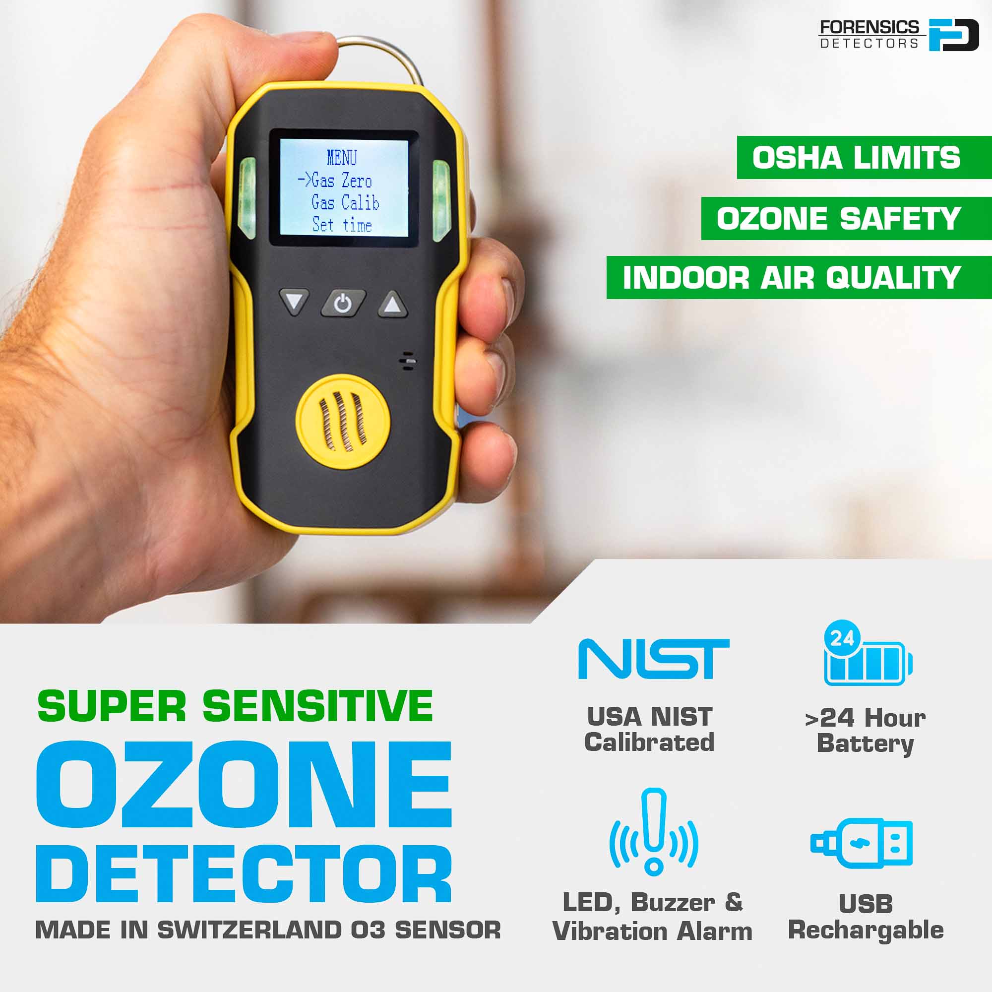 Low-Level OZONE Detector | 0.01 ppm | NIST Traceable