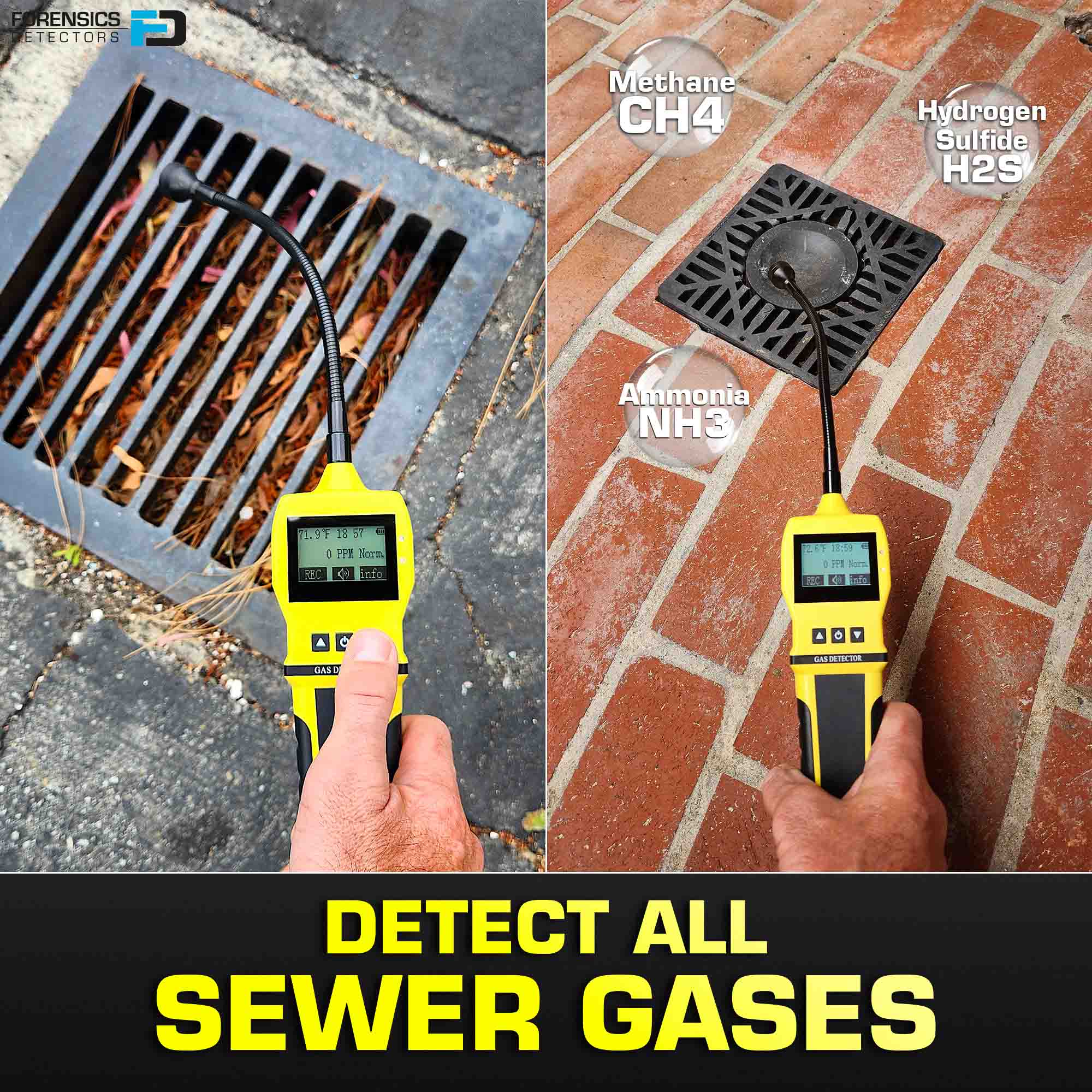 Gas Leak Detector | Sewer, Propane & Combustibles | Yellow