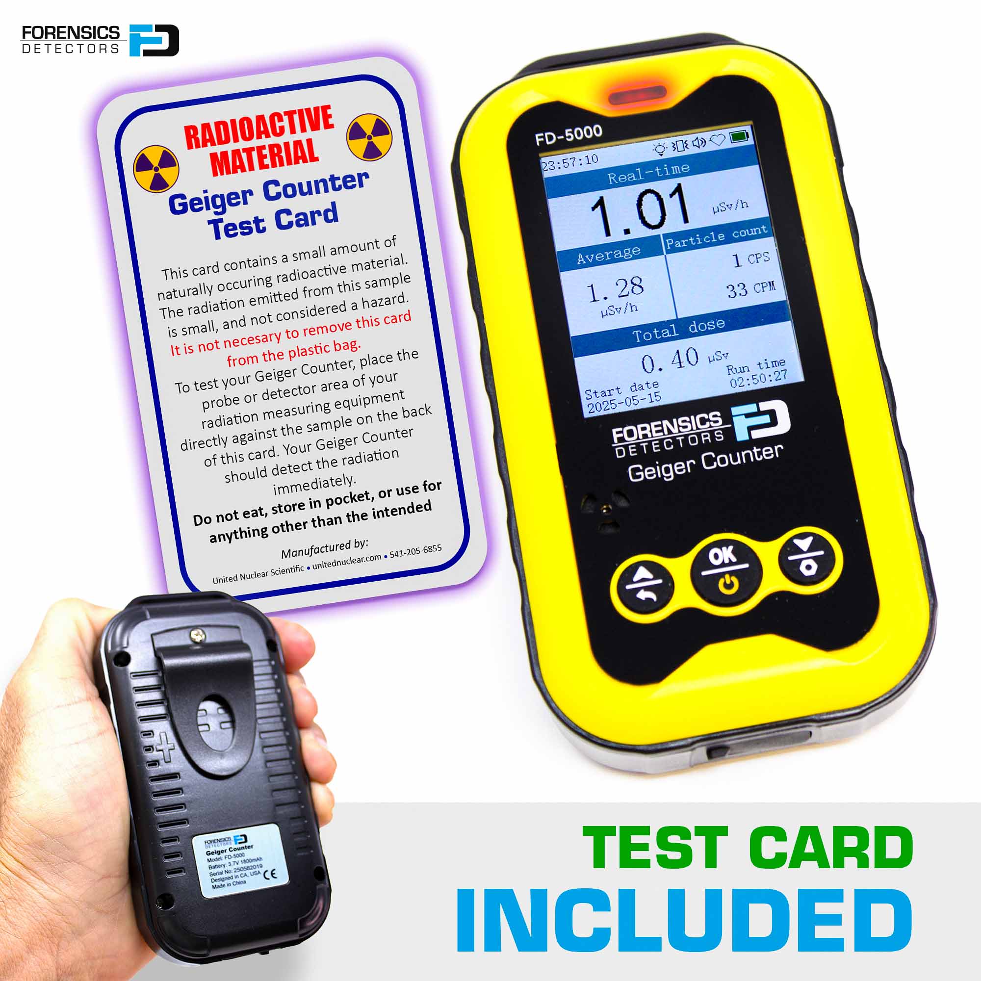 Geiger Counter + Radiation Test Card | Nuclear Radiation Detector