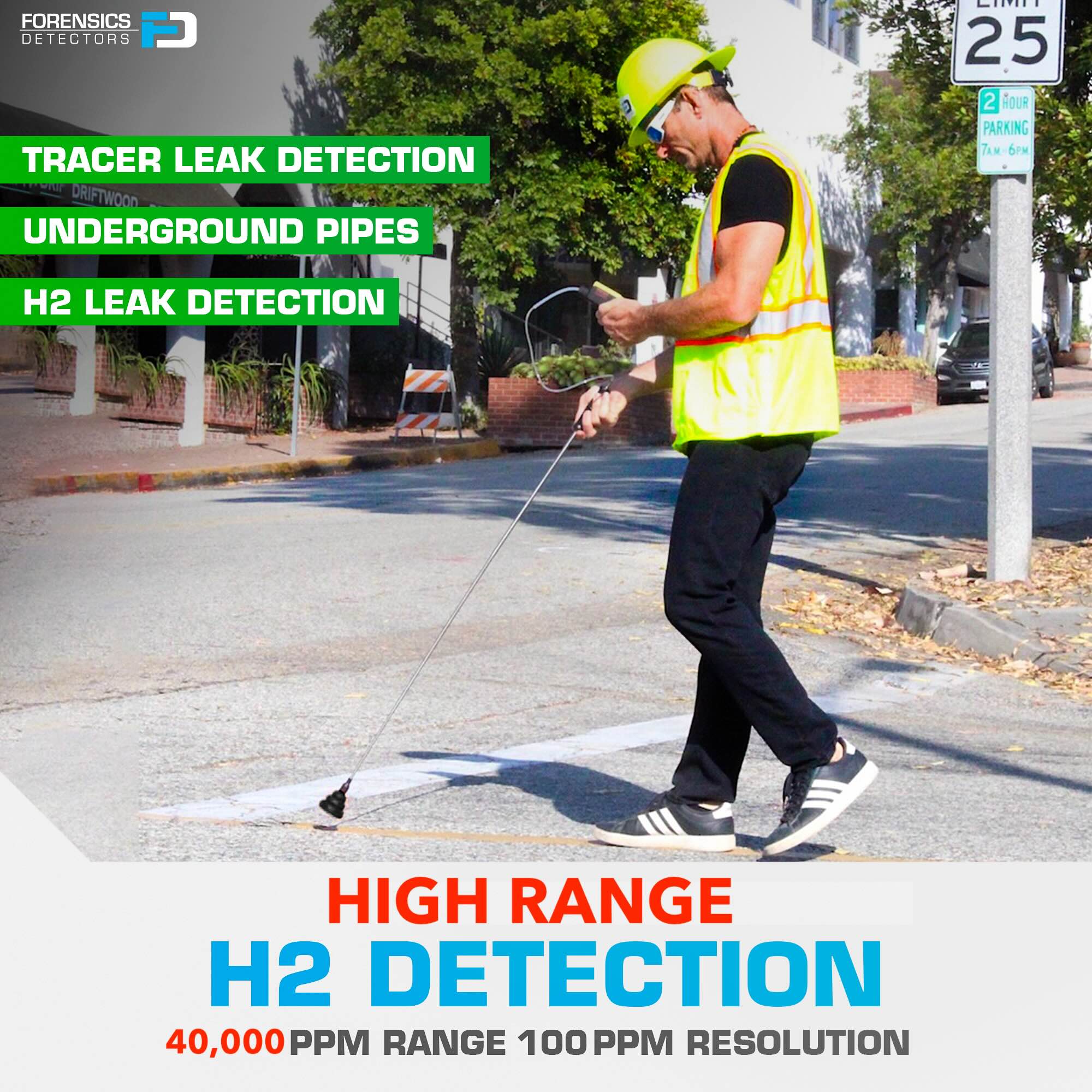 Hydrogen Gas Leak Detector | High Range 40,000 ppm | USA NIST Calibration
