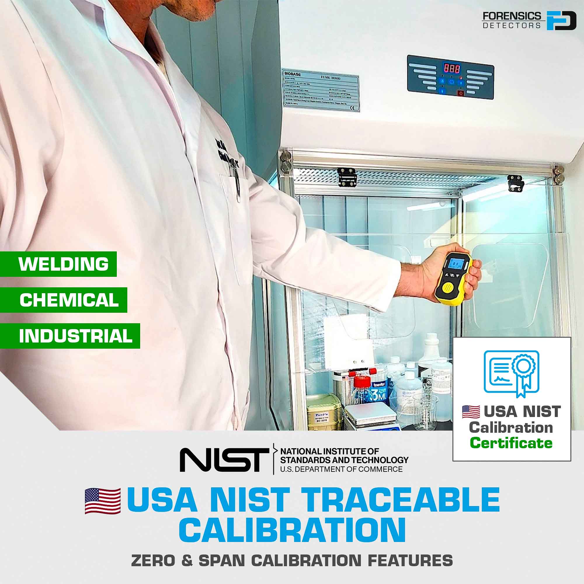 Acetylene Gas Detector USA NIST Calibration