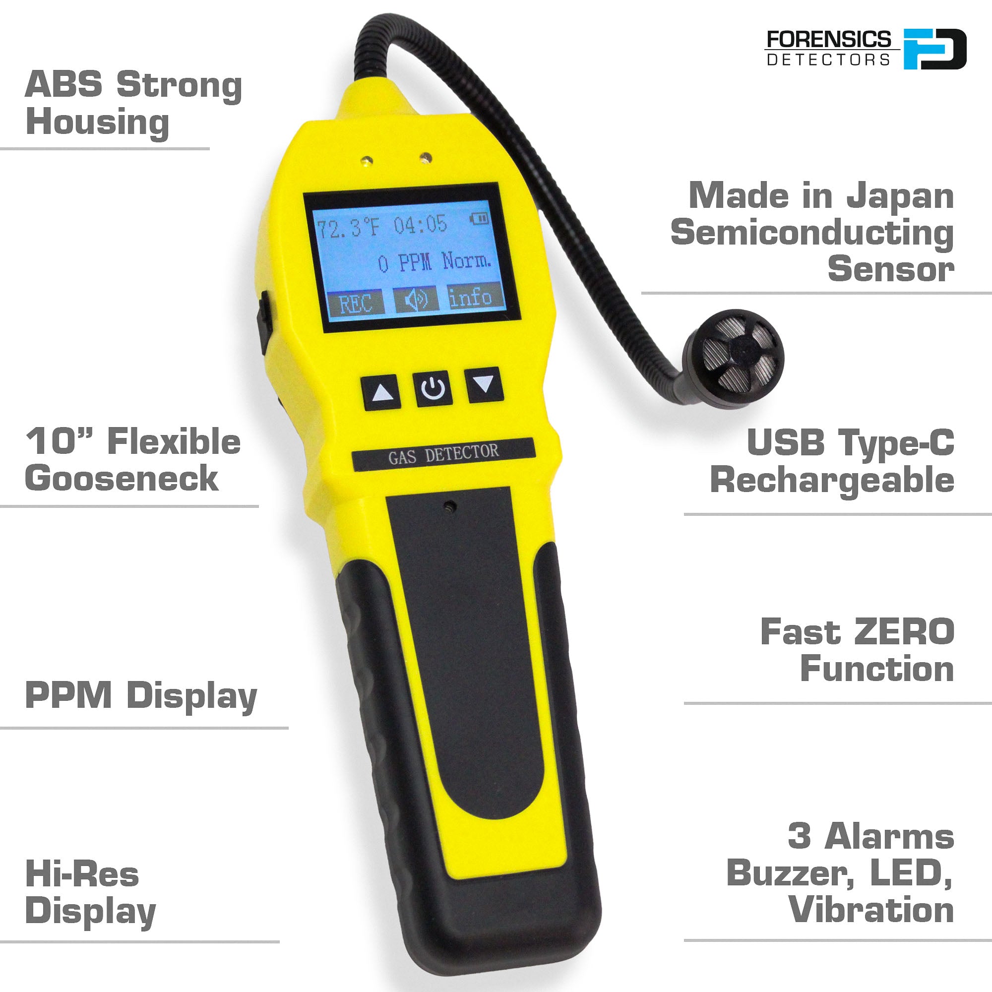 Gas Leak Detector | Sewer, Propane & Combustibles | Yellow