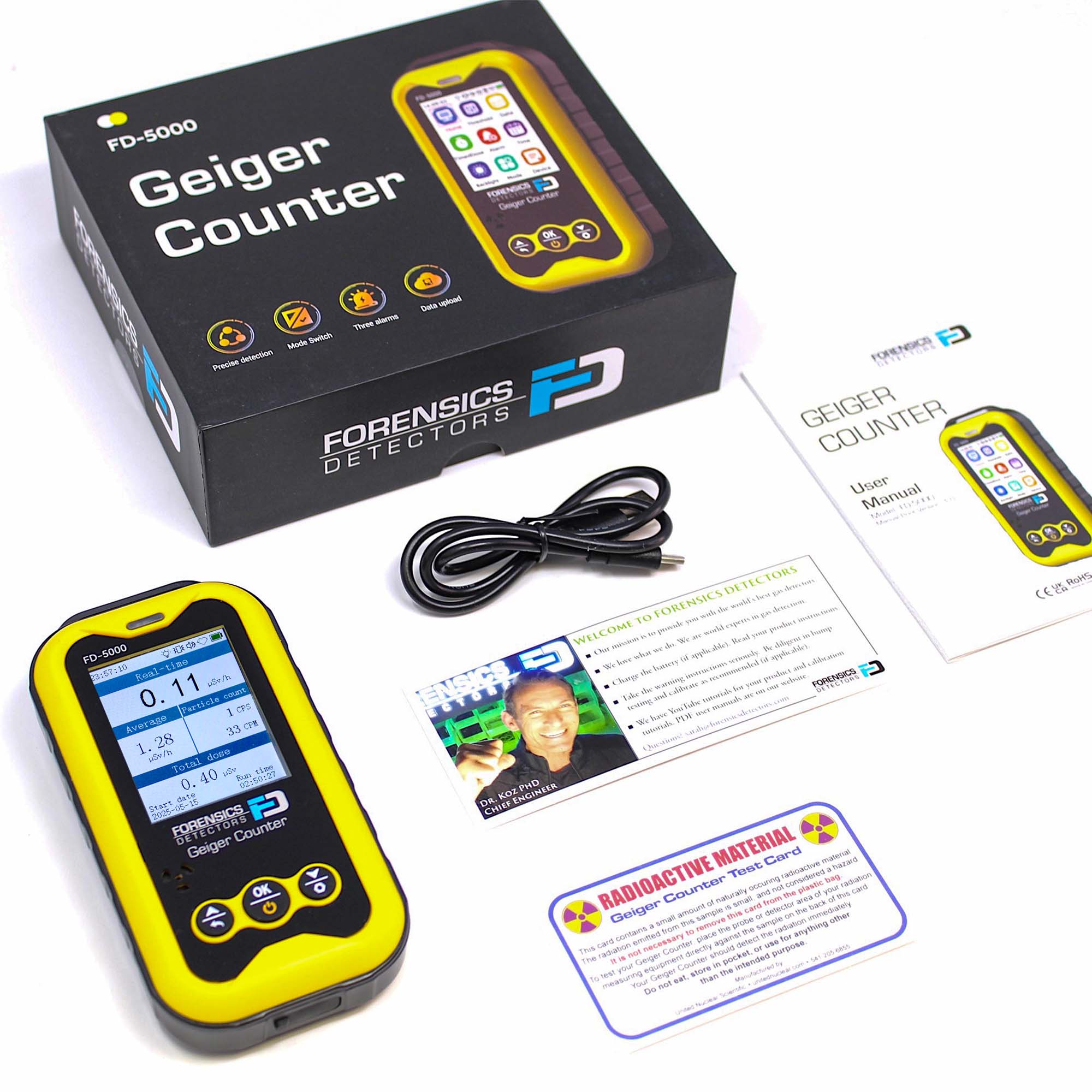 Geiger Counter + Radiation Test Card | Nuclear Radiation Detector