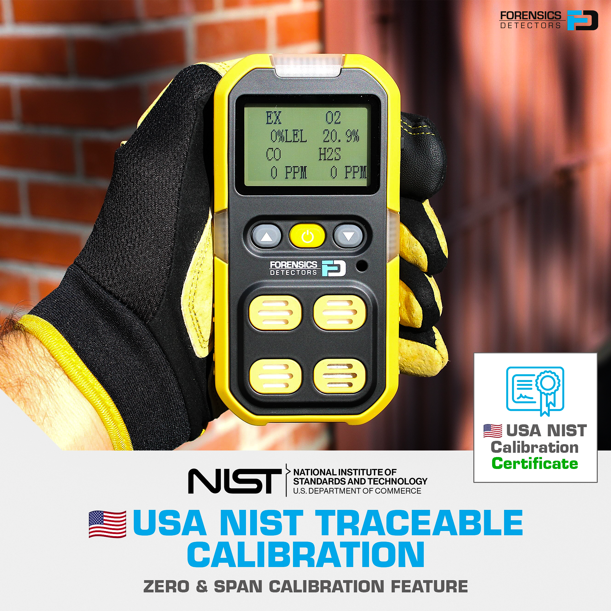 4 Gas Monitor with Pump for Confined Space | USA NIST Calibration