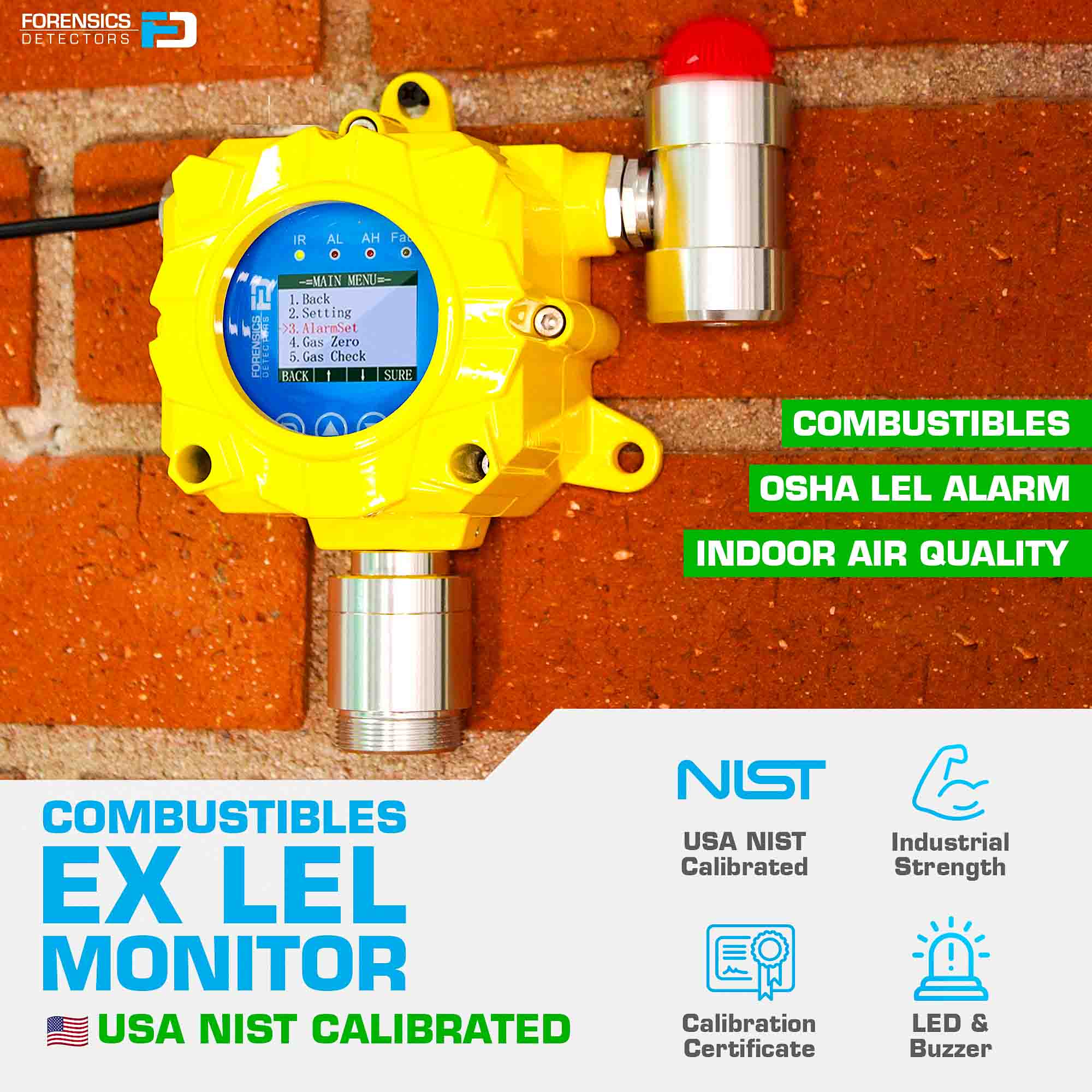 Detektor palnych EX LEL | Montaż ścienny | Kalibracja USA NIST