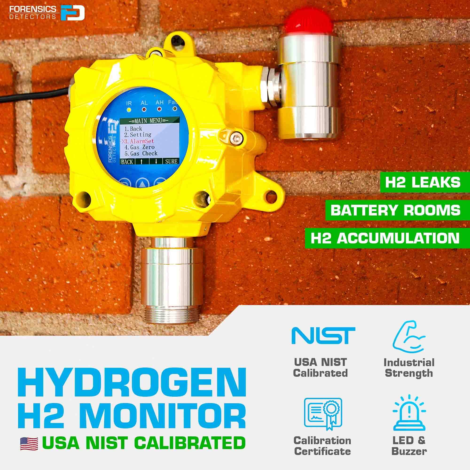 Hydrogen Gas | Wall Mount | USA NIST Calibration