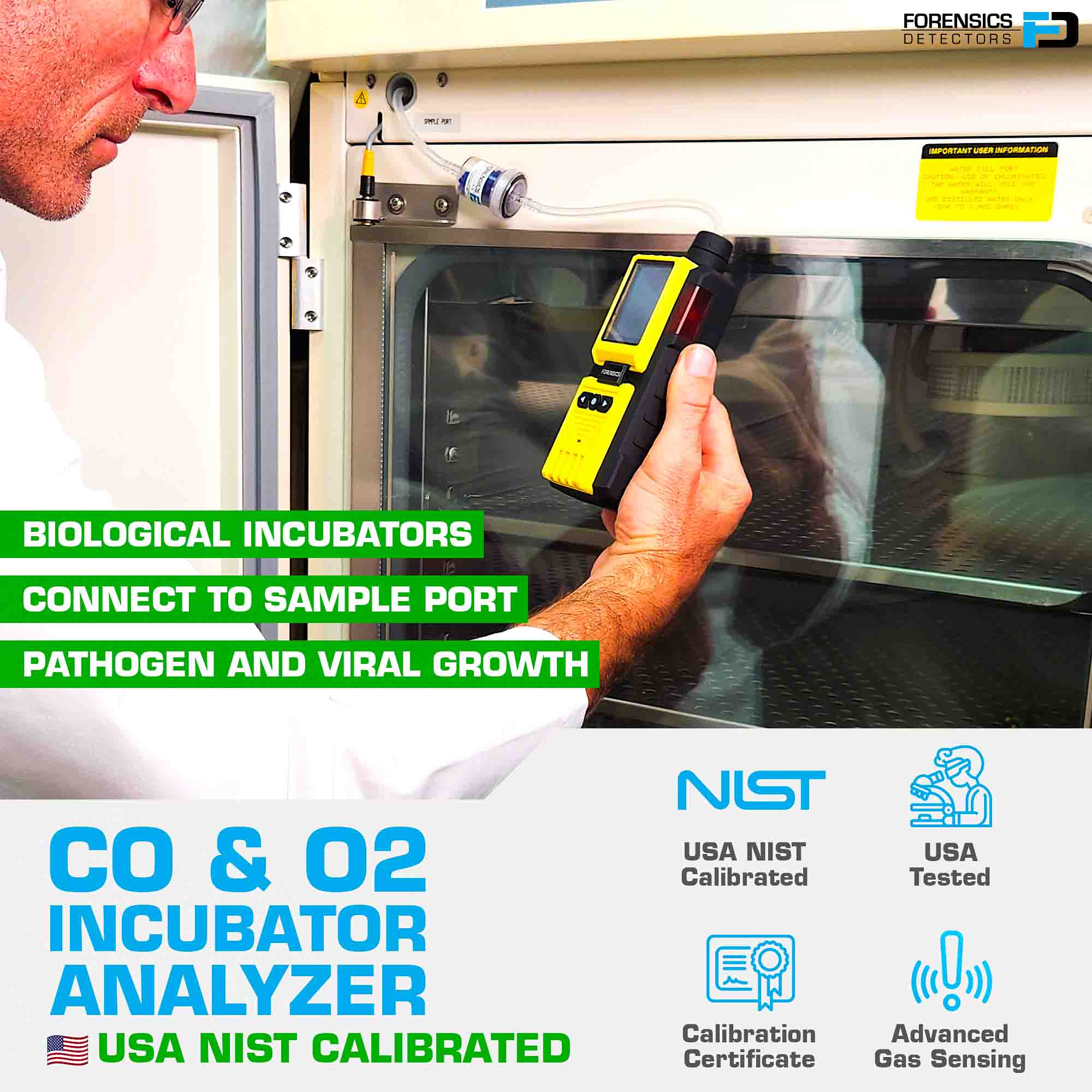 Incubator Analyzer CO2 & O2 | USA NIST Calibration