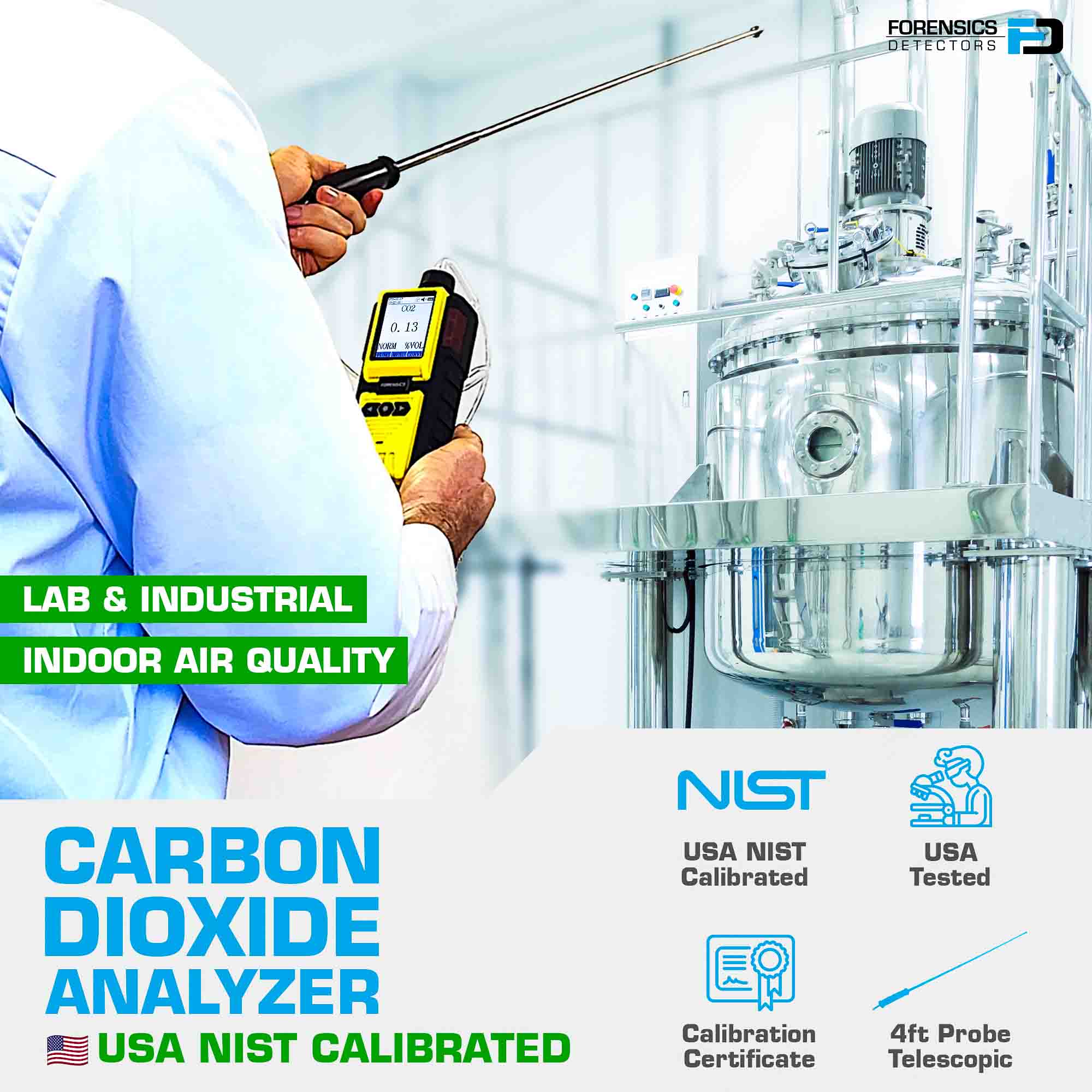 Carbon Dioxide Analyzer | 0 - 100% | USA NIST Calibration