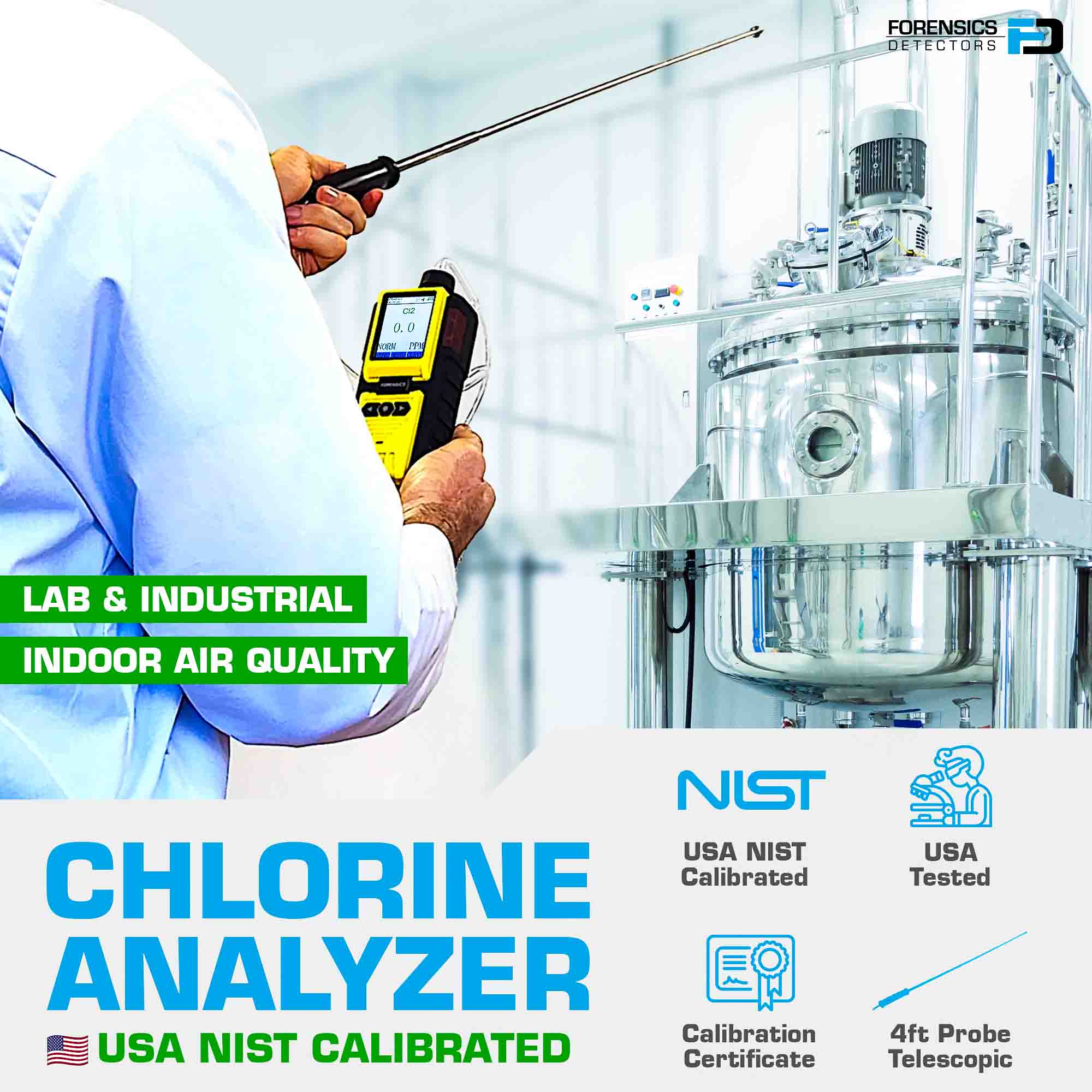 Chlorine Gas Analyzer | Data Logging | NIST Calibration