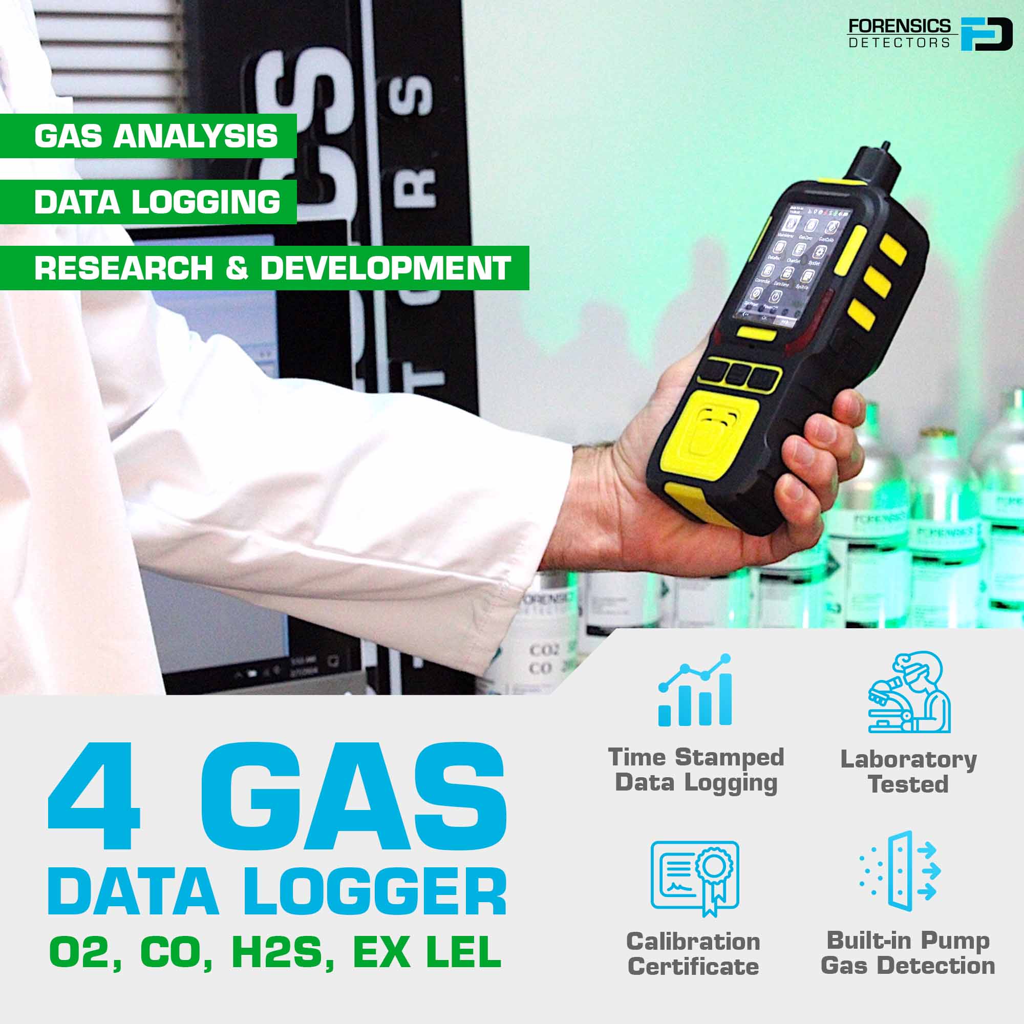 4 Gas Data Logger Monitor | USA NIST Calibration