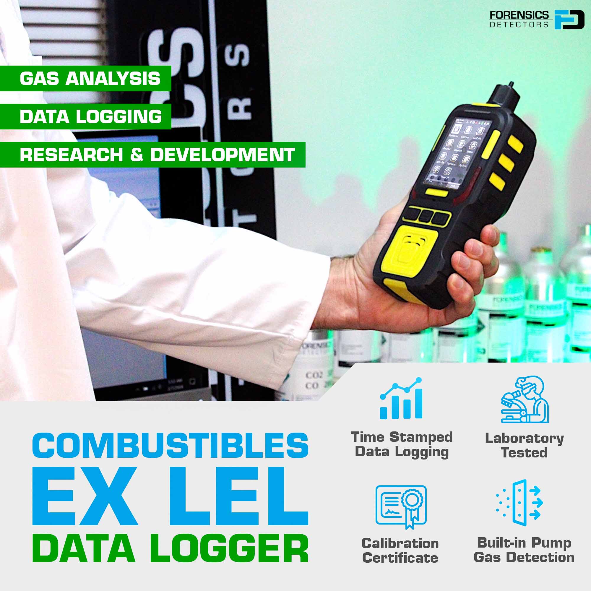 Combustibles Data Logger Analyzer | EX LEL | USA NIST Calibration