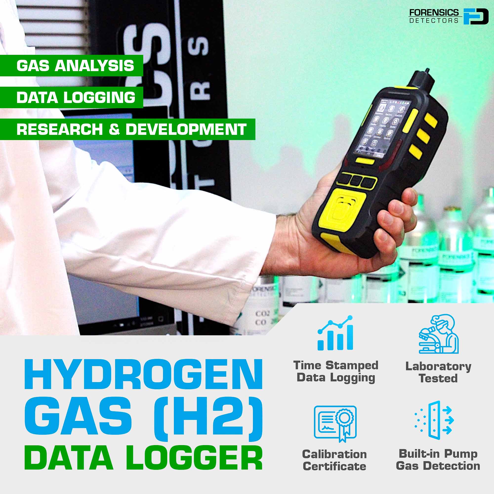 Hydrogen Gas Data Logger Analyzer | USA NIST Calibration