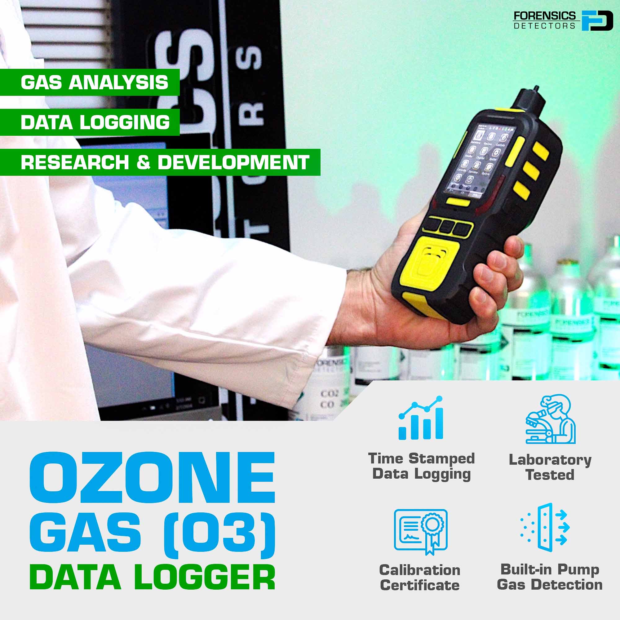Ozone O3 Data Logger Analyzer | USA NIST Calibration