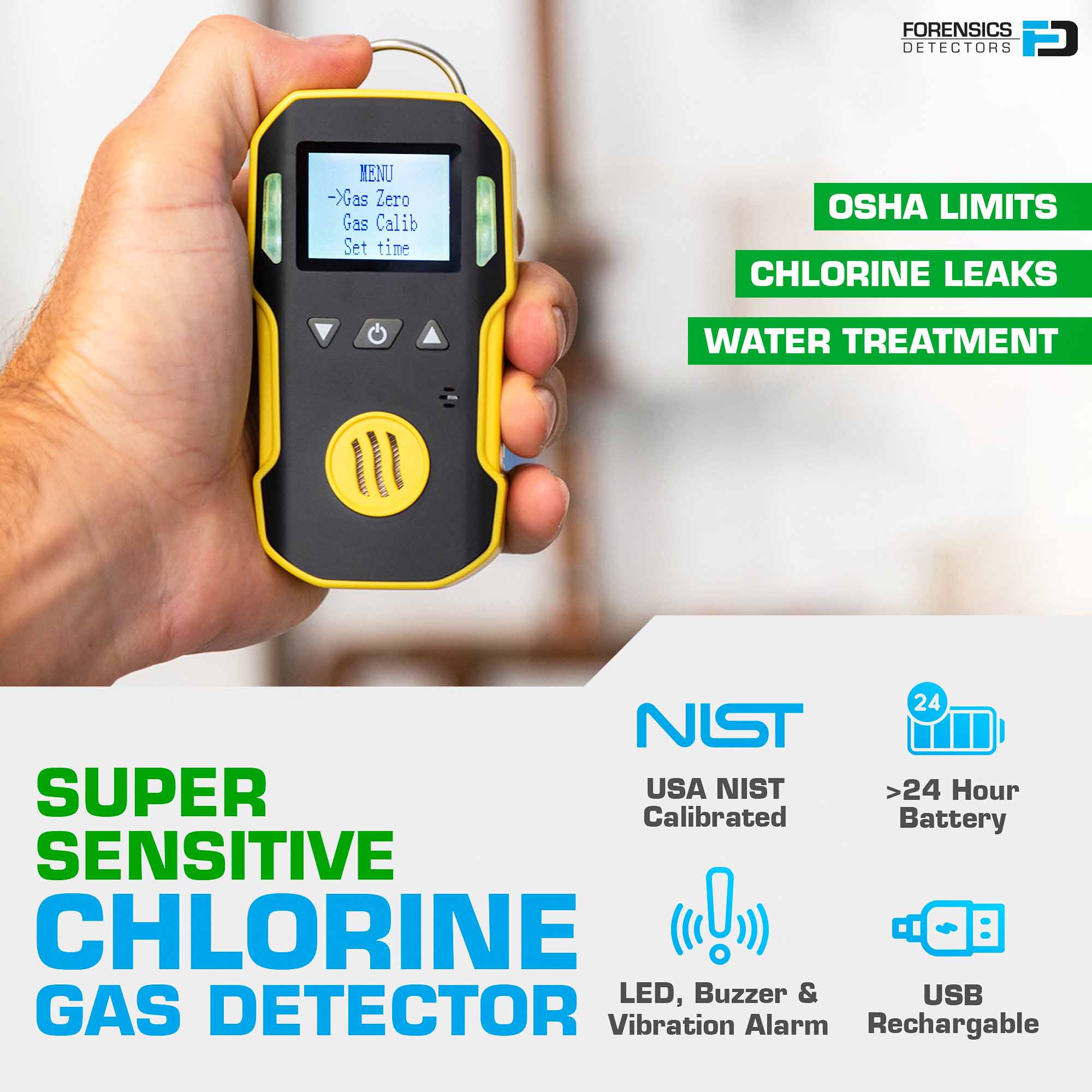 Chlorine Gas Meter | USA NIST Calibration