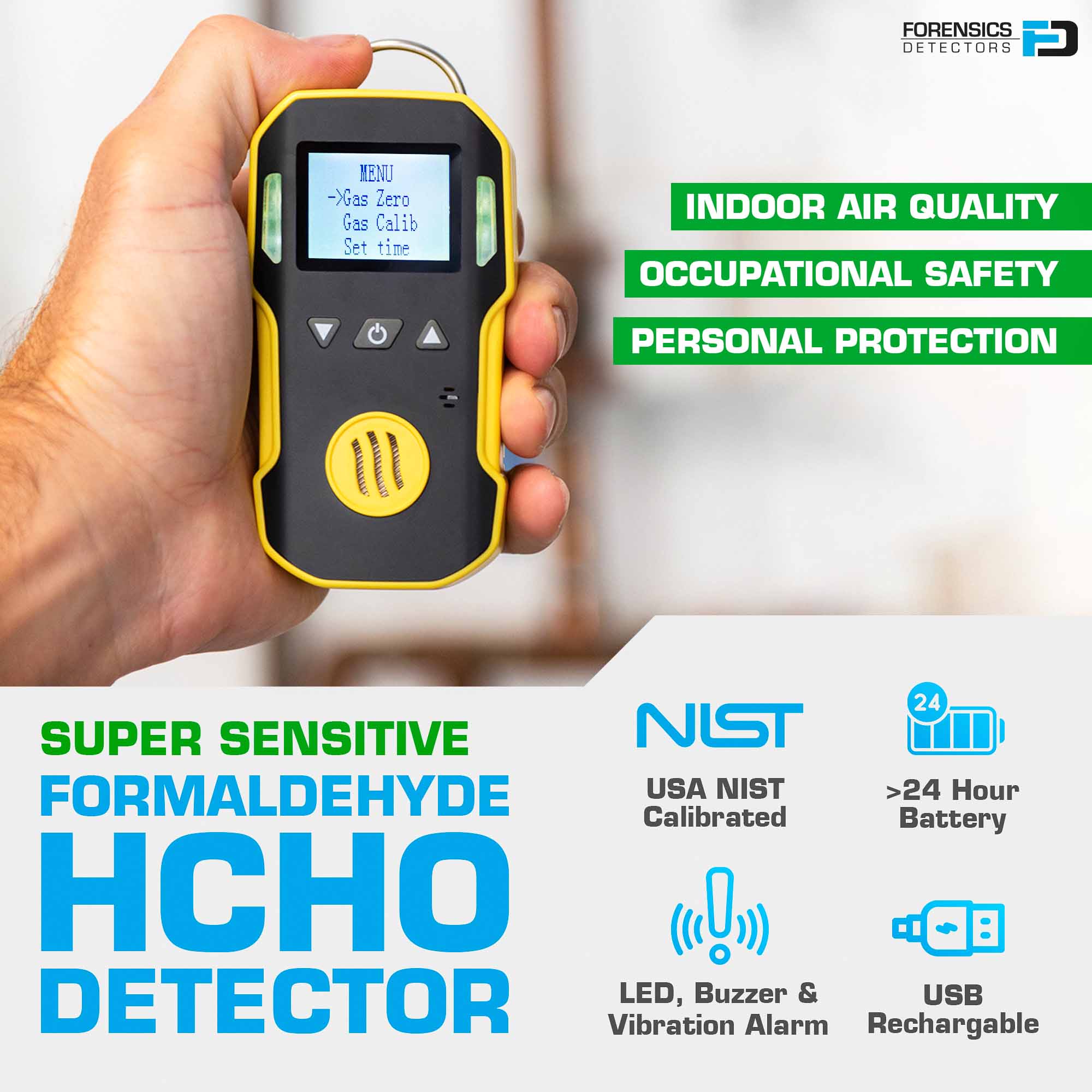 Formaldehyde Detector | USA NIST Calibration