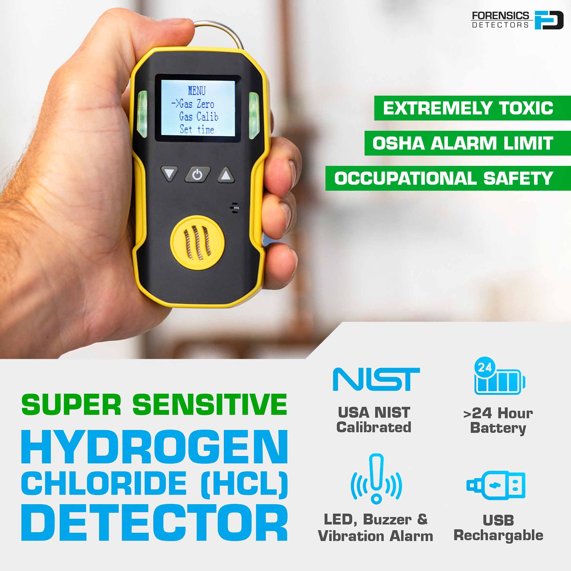 Hydrogen Chloride Detector | USA NIST Calibration