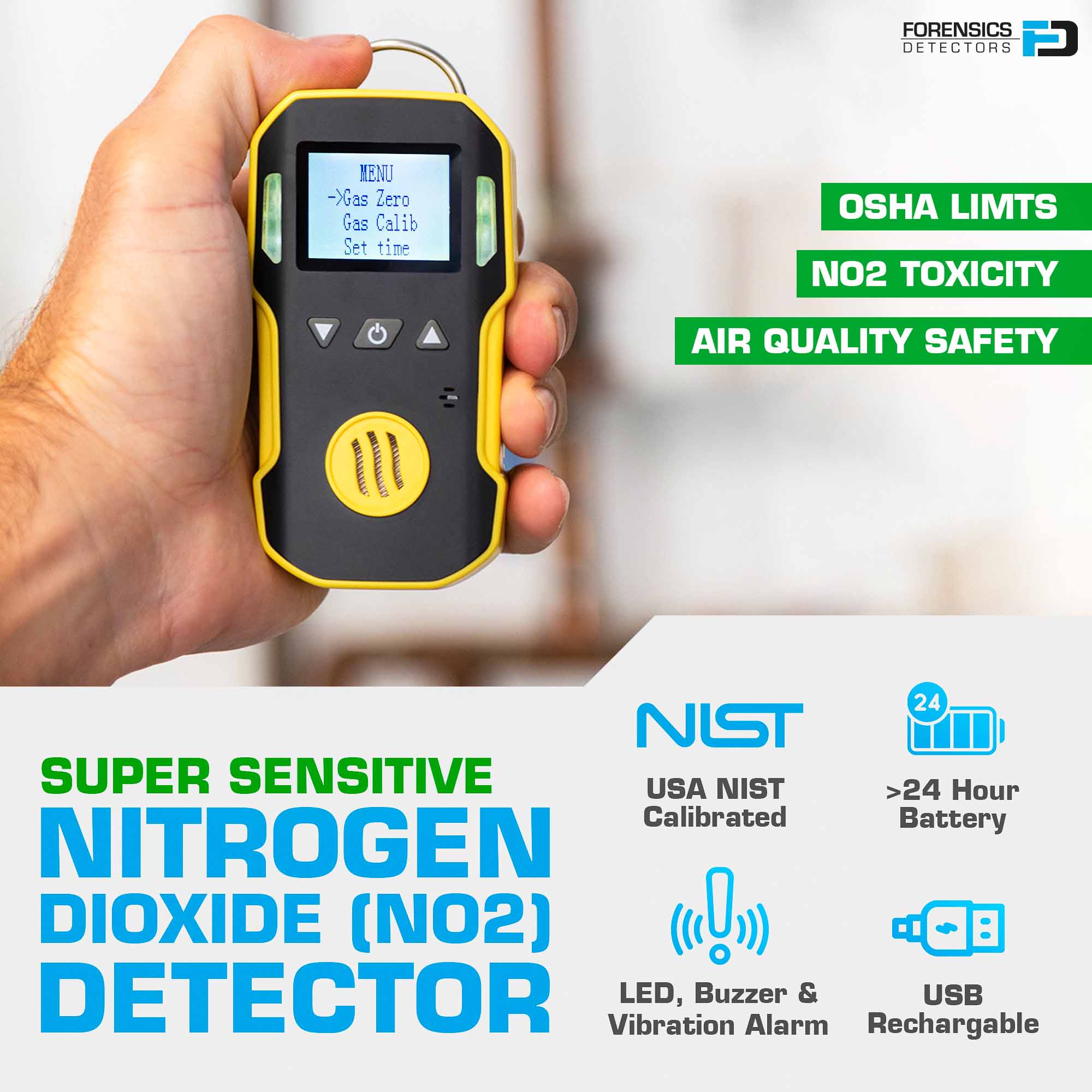 Nitrogen Dioxide Detector | USA NIST Calibration