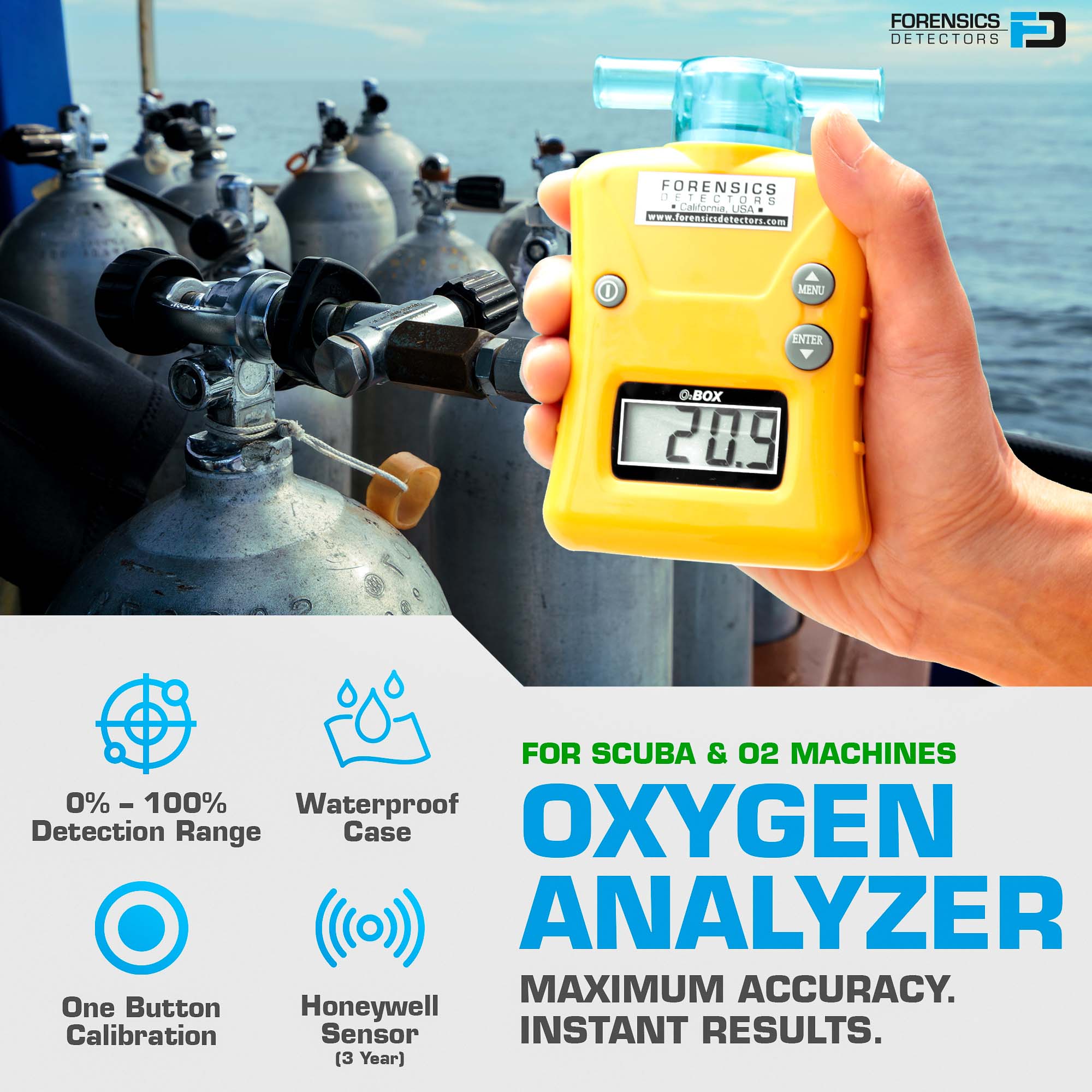 OXYGEN Analyzer | Scuba, Diving & Purity | 0 - 100% |