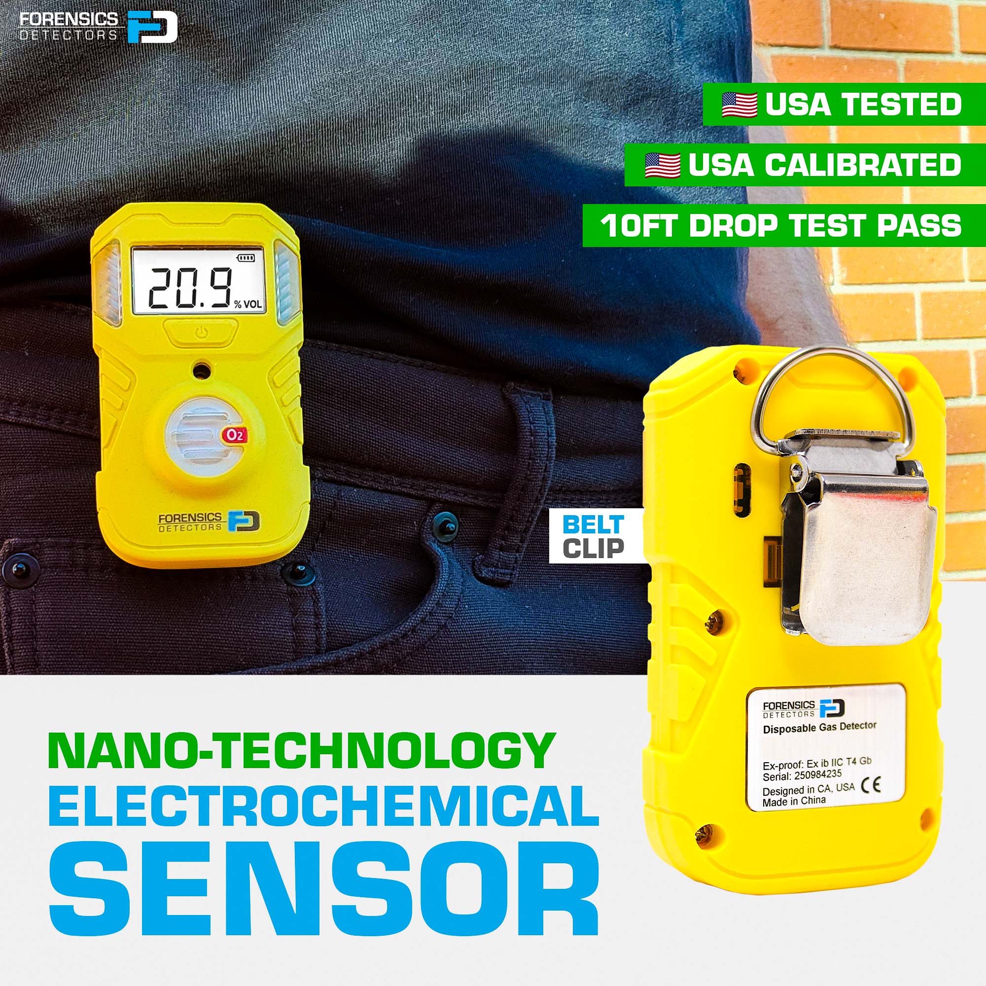 Detektor tlenu | Alarmy OSHA | 2 lata pracy baterii | Jednorazowy