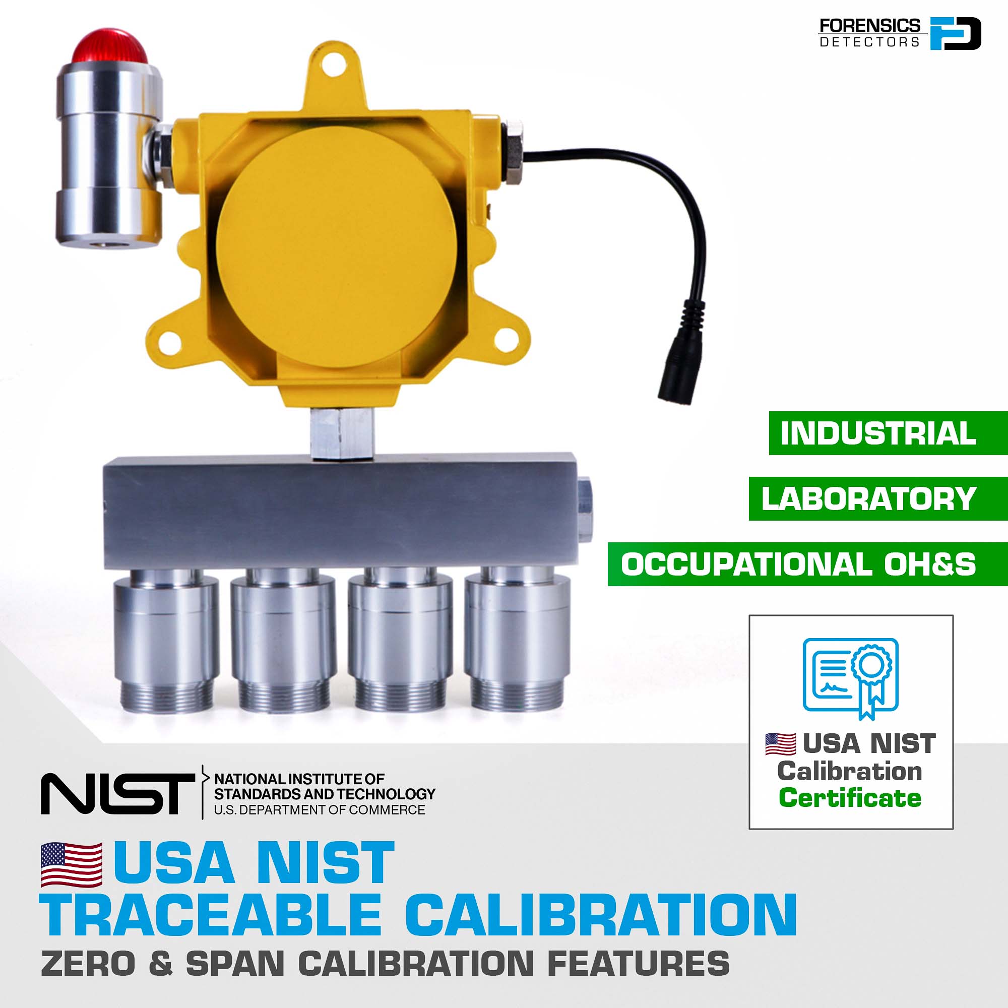 4 Gas Meter Detector | Wall Mount | USA NIST Calibration