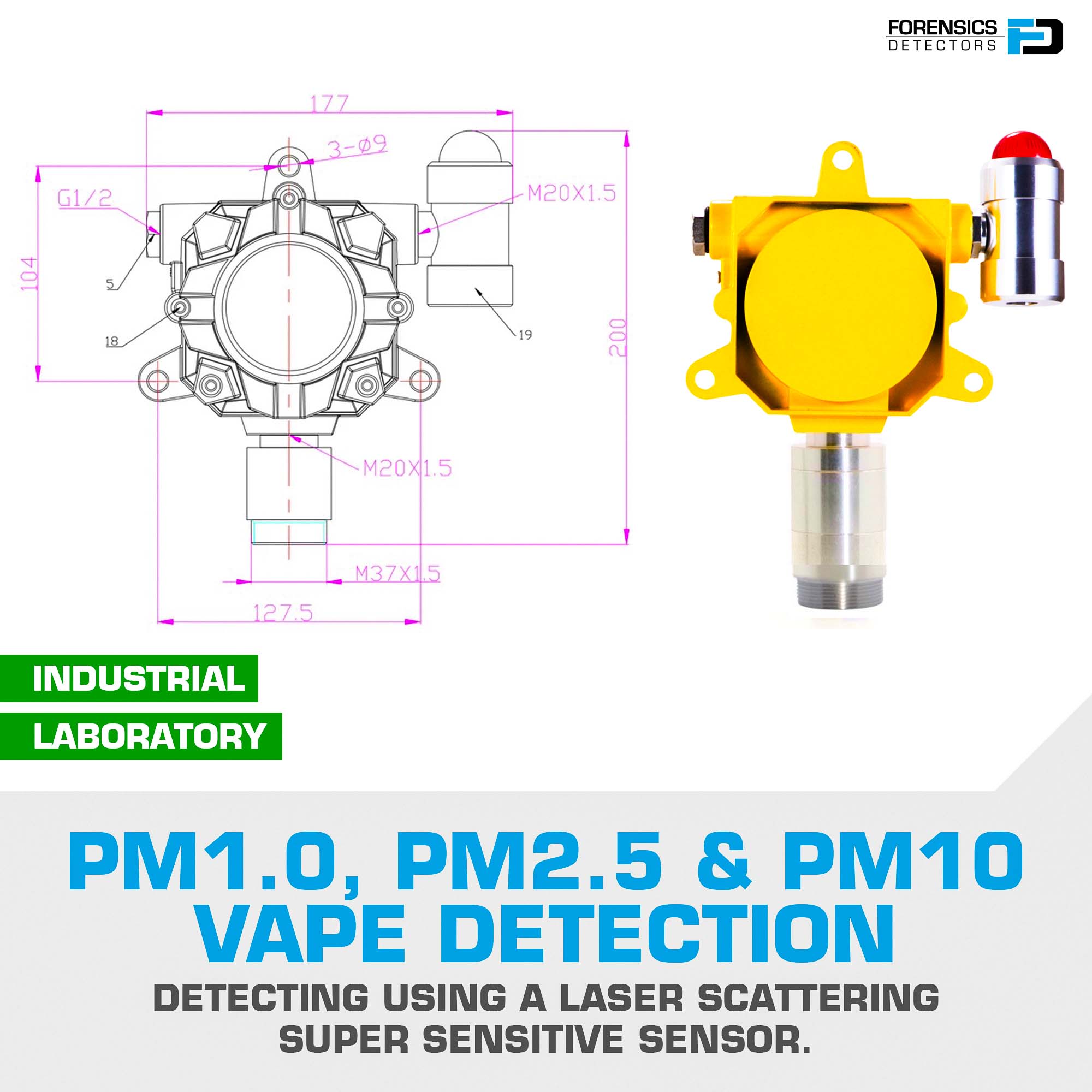 Vape Detector for Work, Industrial | Wall Mount |