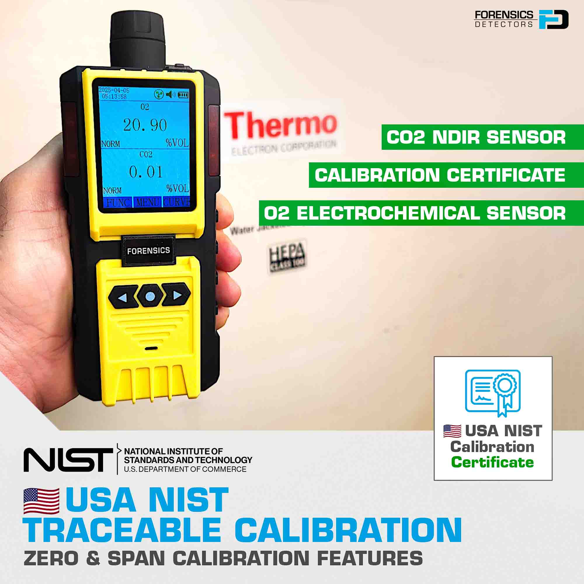 Incubator Analyzer CO2 & O2 | USA NIST Calibration