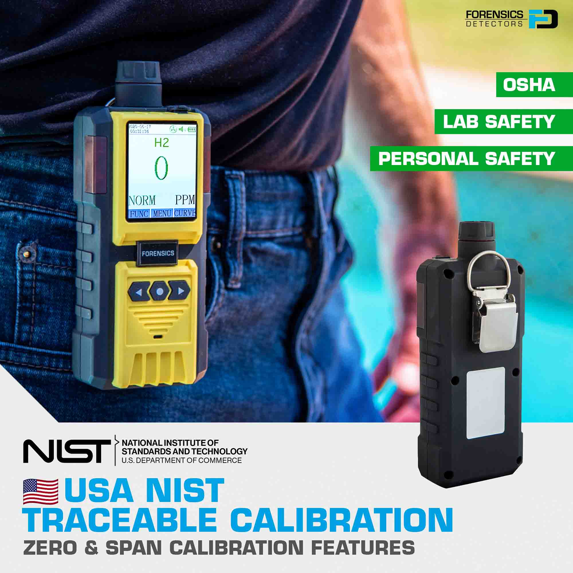 Hydrogen Gas Leak Detector | USA NIST Calibration