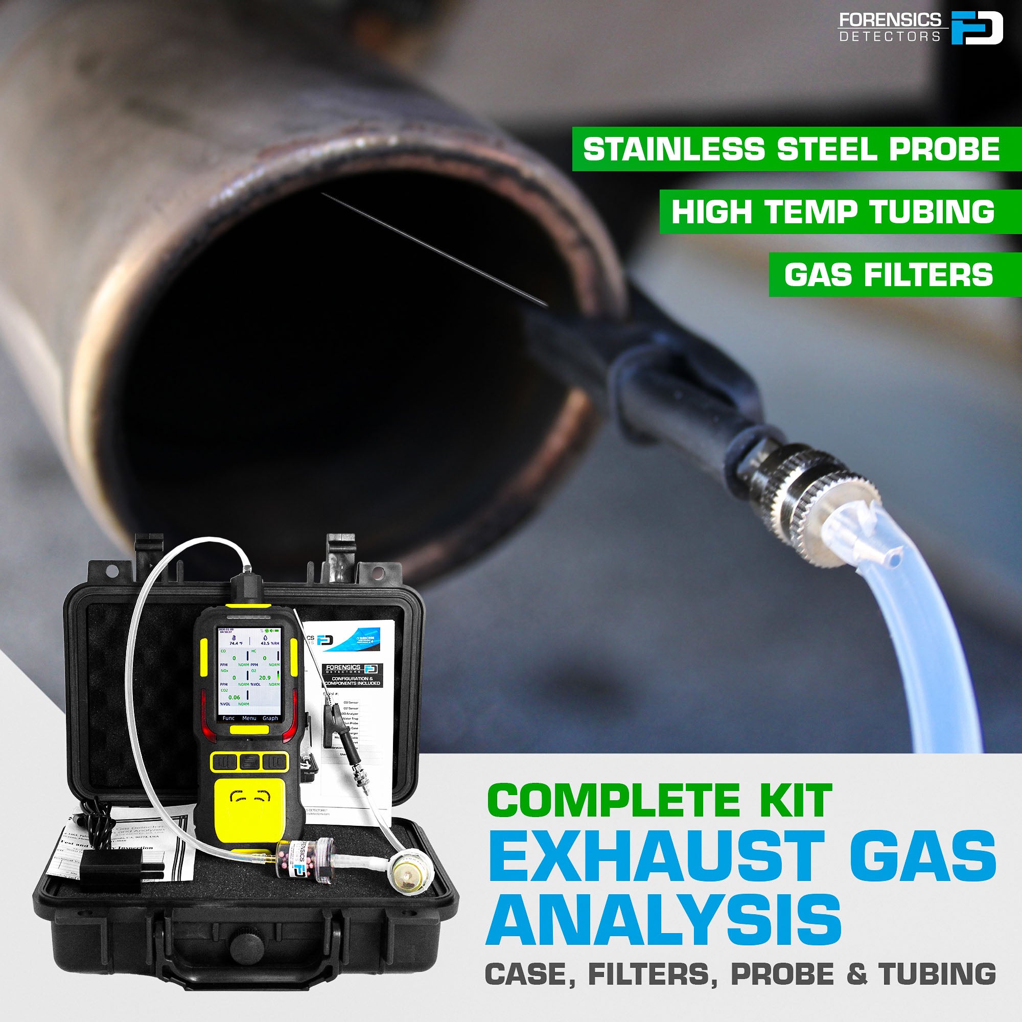 5 Gas Analyzer | Automotive Exhaust Emission | CO, O2, HC, NOx, CO2 |