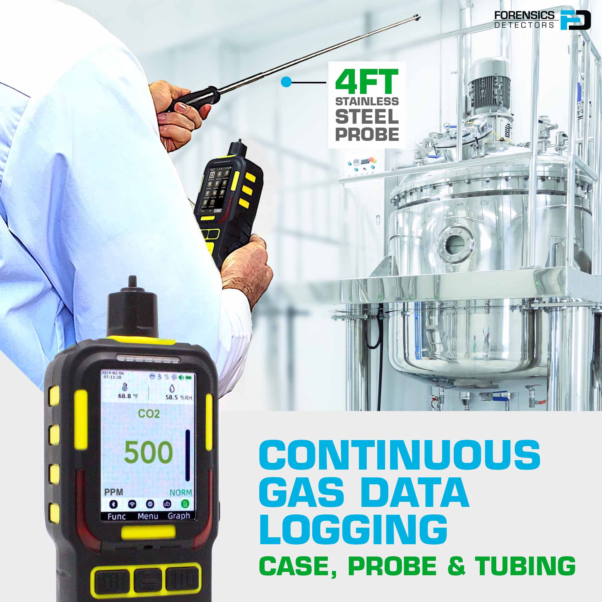 Carbon Dioxide CO2 Data Logger Analyzer | 0-5000 PPM | USA NIST Calibration