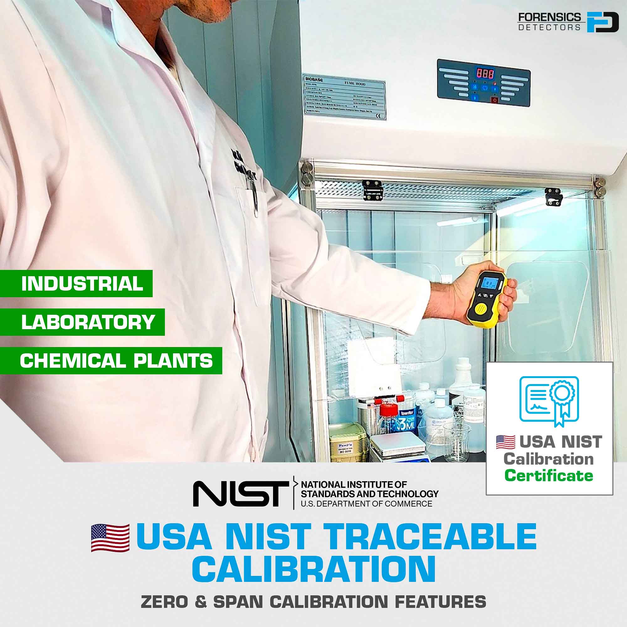 Ammonia Detector with USA NIST Calibration