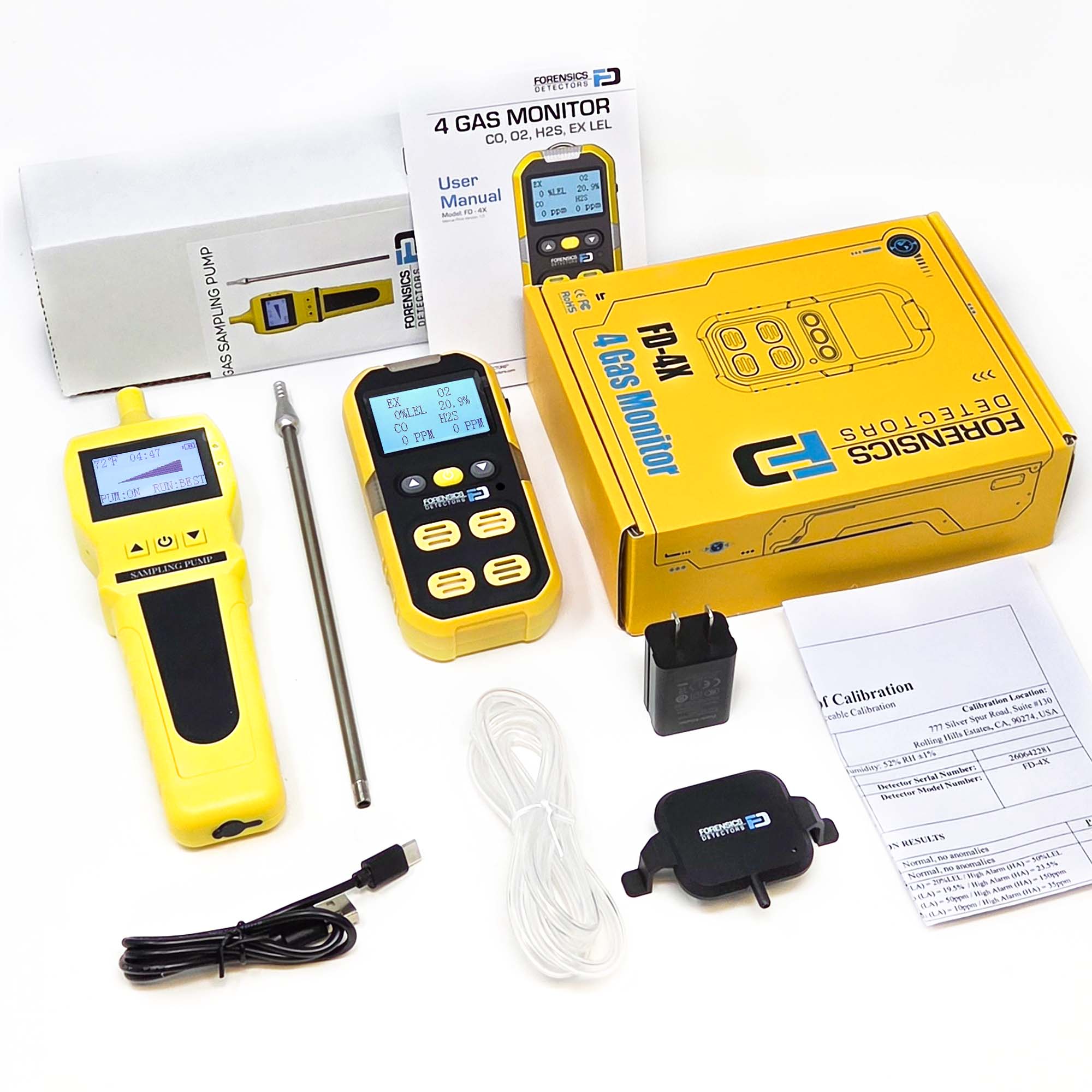 4 Gas Monitor with Pump for Confined Space | USA NIST Calibration