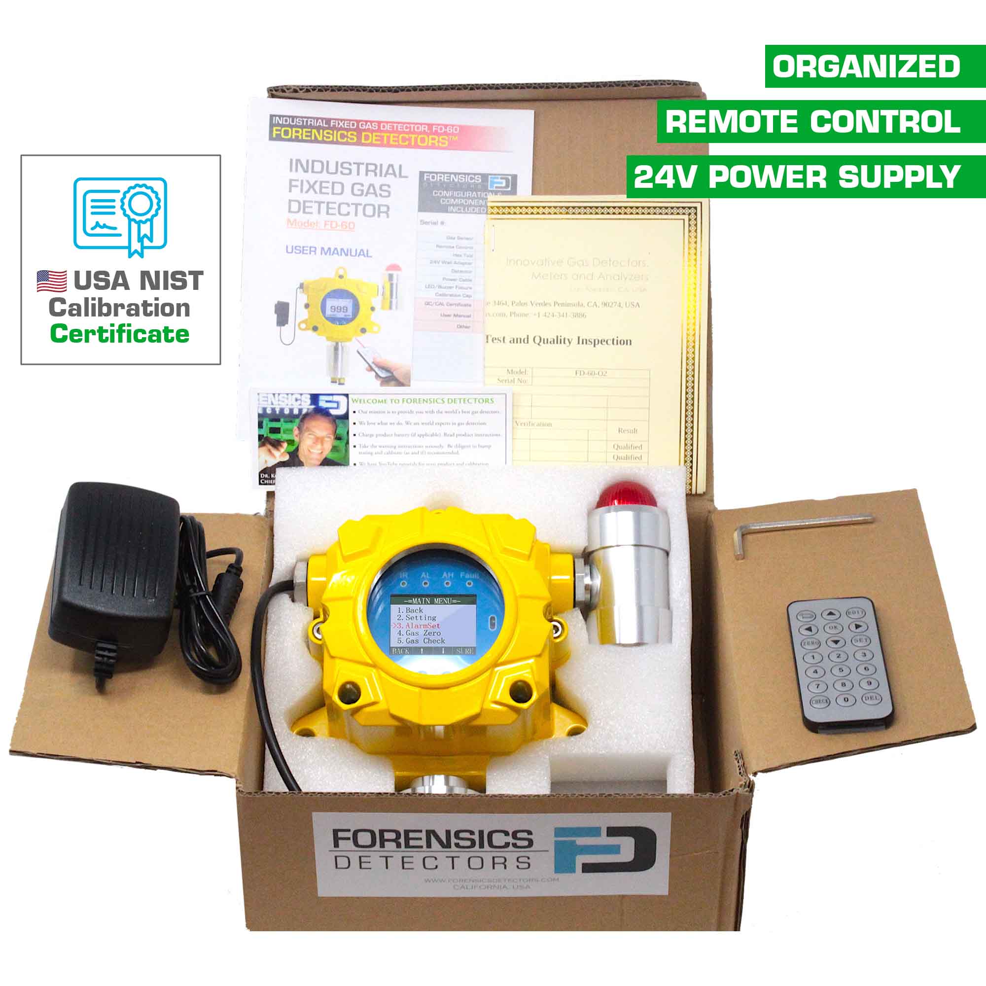CO2 Monitor | Wall Mount | 0-5000 ppm | USA NIST Calibration