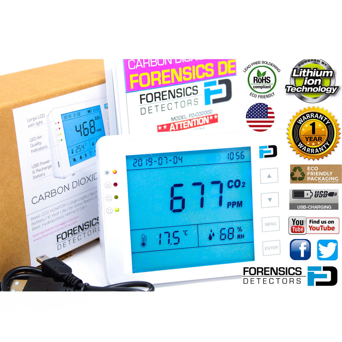 CO2 Monitor and Carbon Dioxide Meter