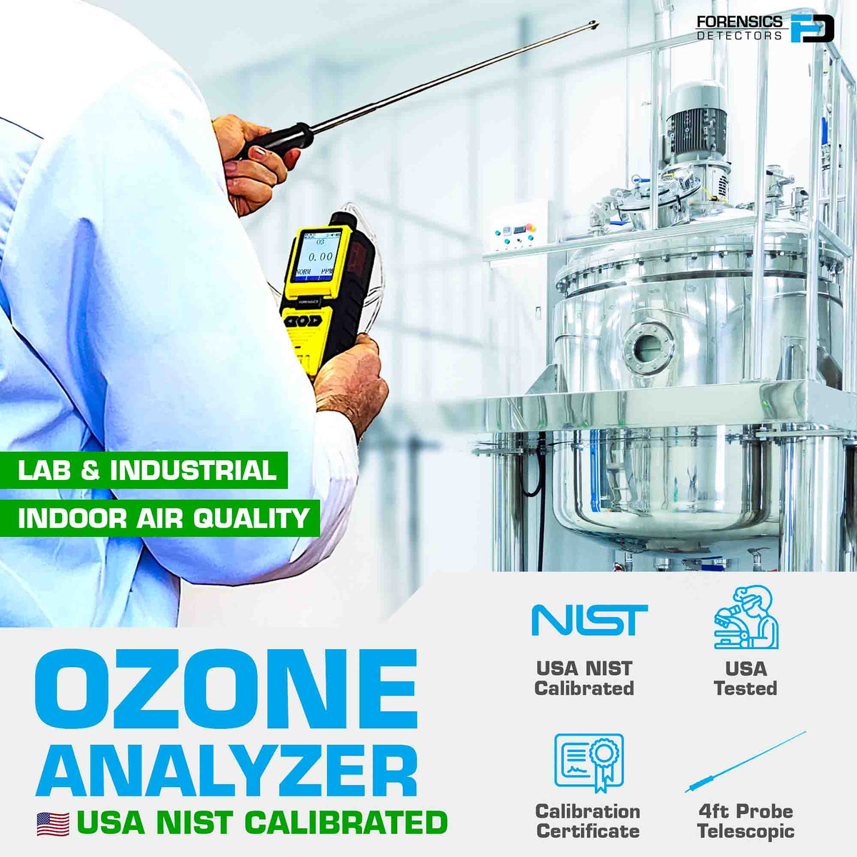 OZONE Analyzer | Data Logging | NIST Calibration | 0.01ppm