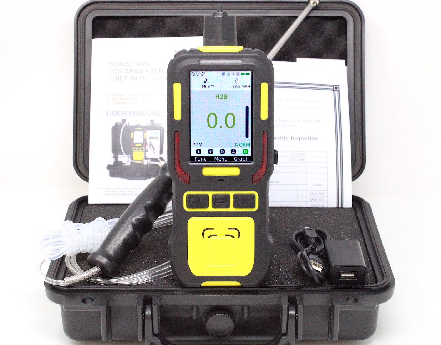 Hydrogen Sulfide H2S Data Logger Analyzer | USA NIST Calibration