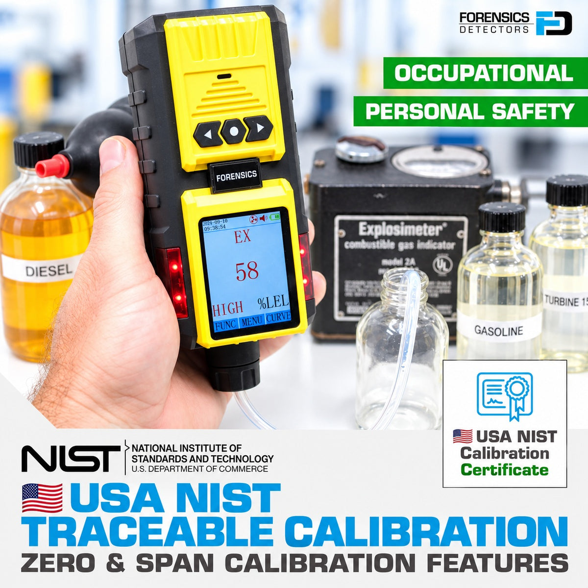 Explosimeter Gas Analyzer | EX LEL | USA NIST Calibration